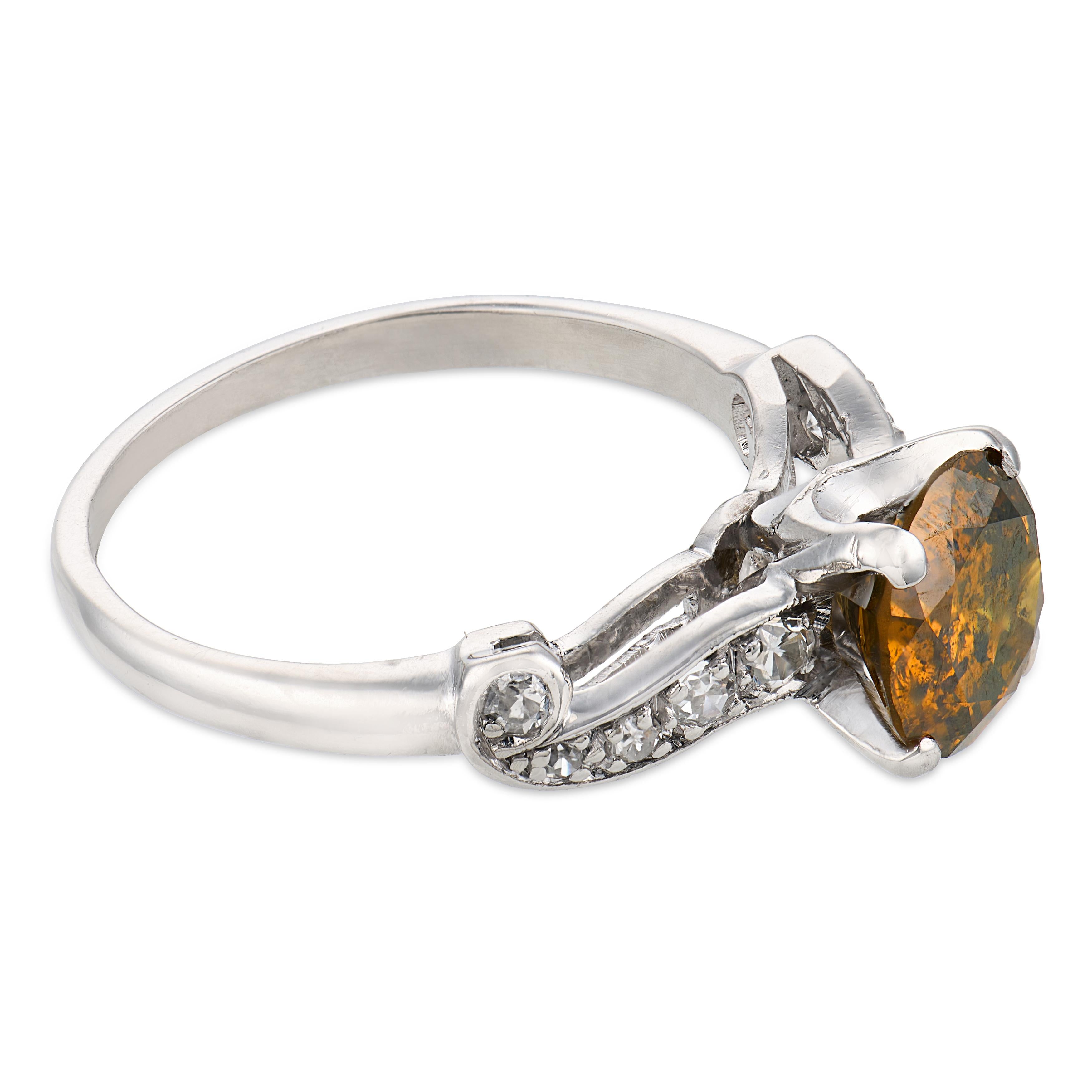 Art Deco Platinum Diamond Engagement Ring 1.36ct