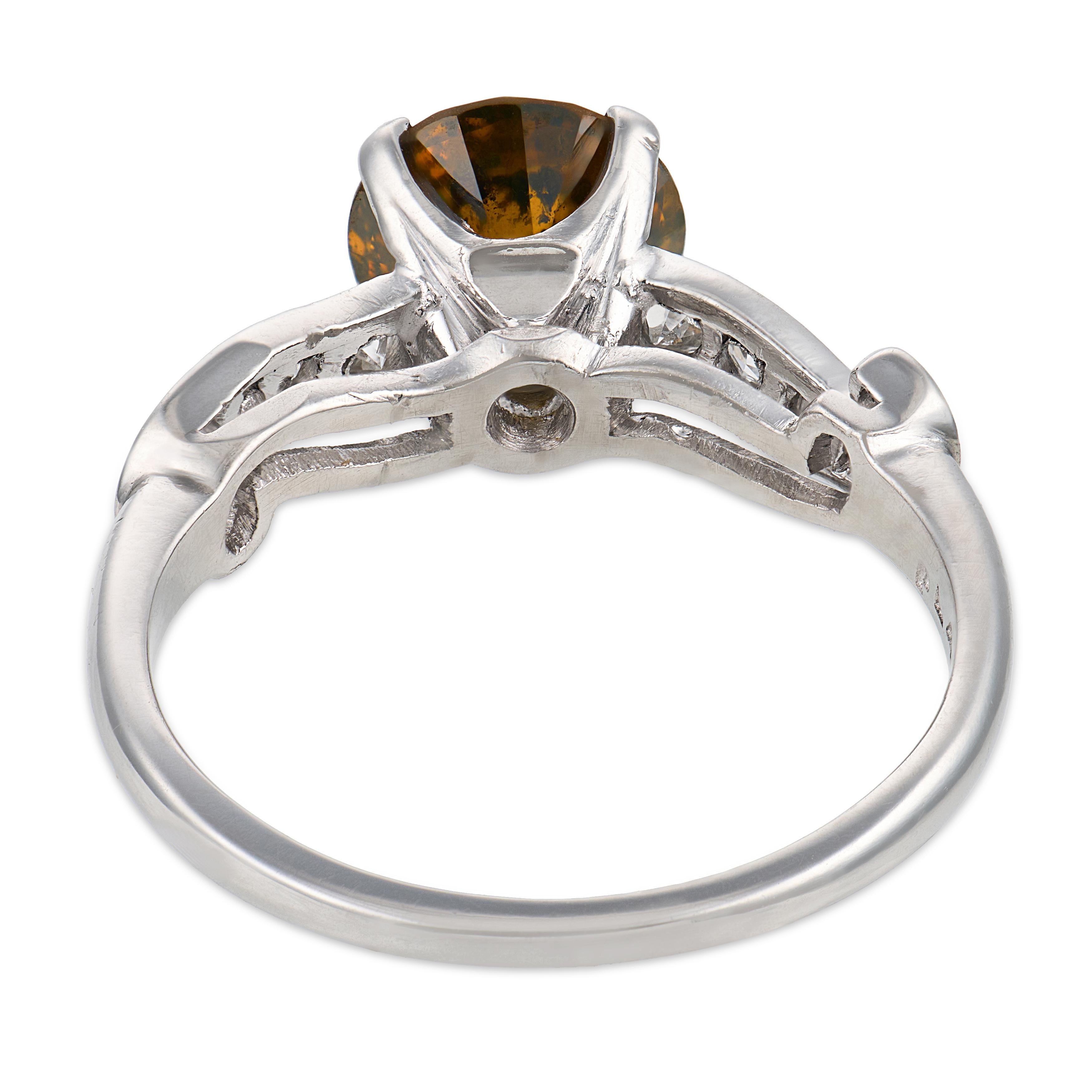 Art Deco Platinum Diamond Engagement Ring 1.36ct