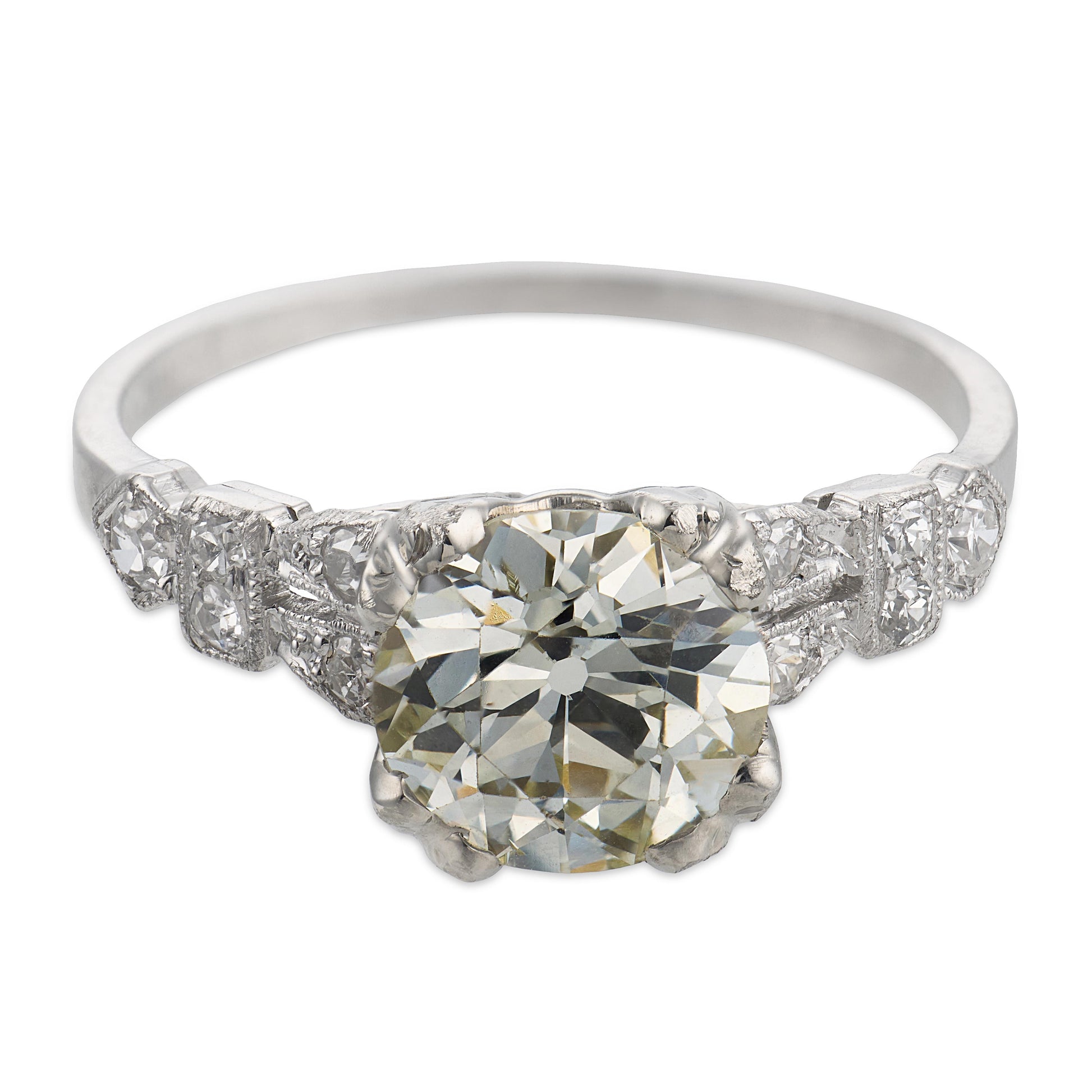 Art Deco Platinum Diamond Engagement Ring 1.59ct