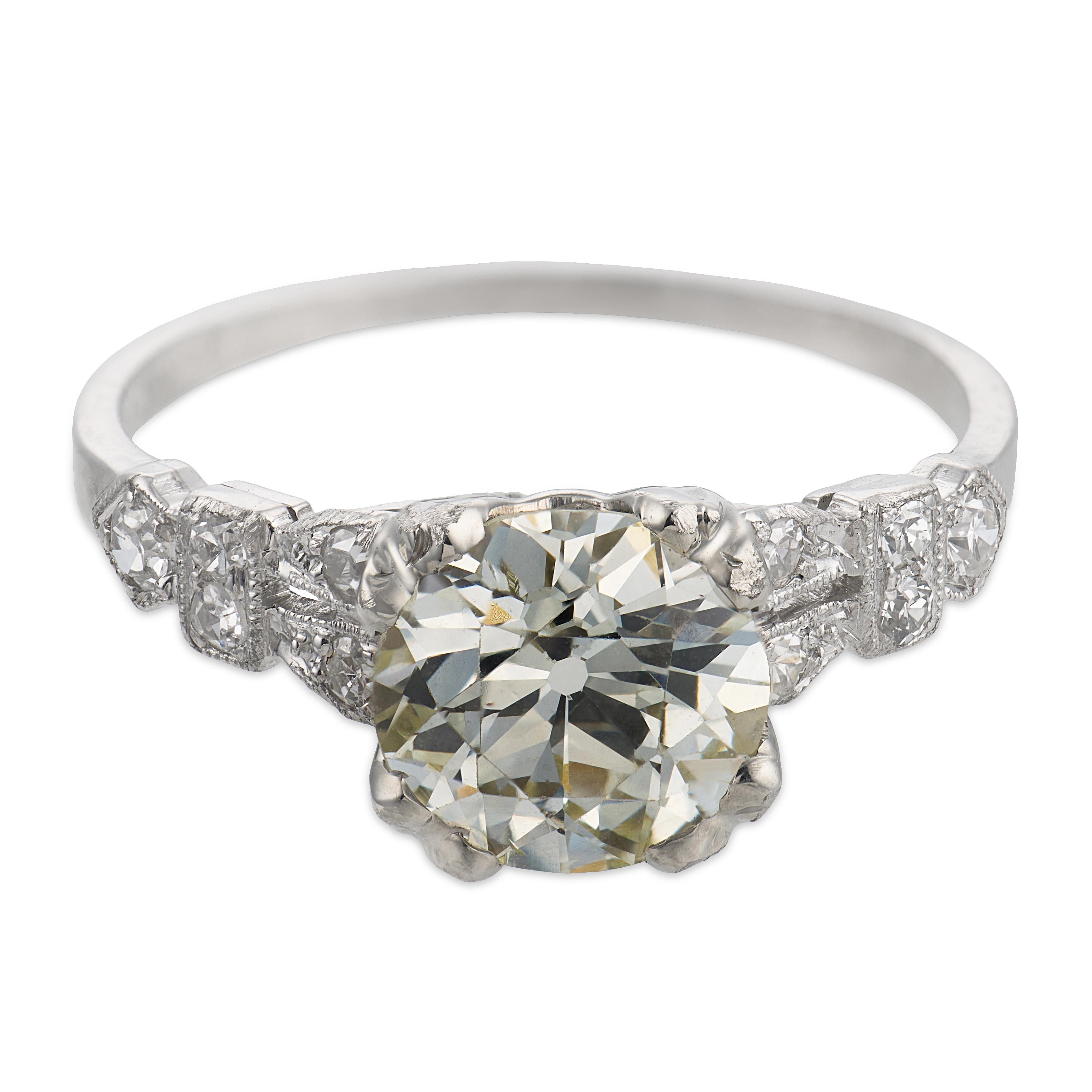 Art Deco Platinum Diamond Engagement Ring 1.59ct