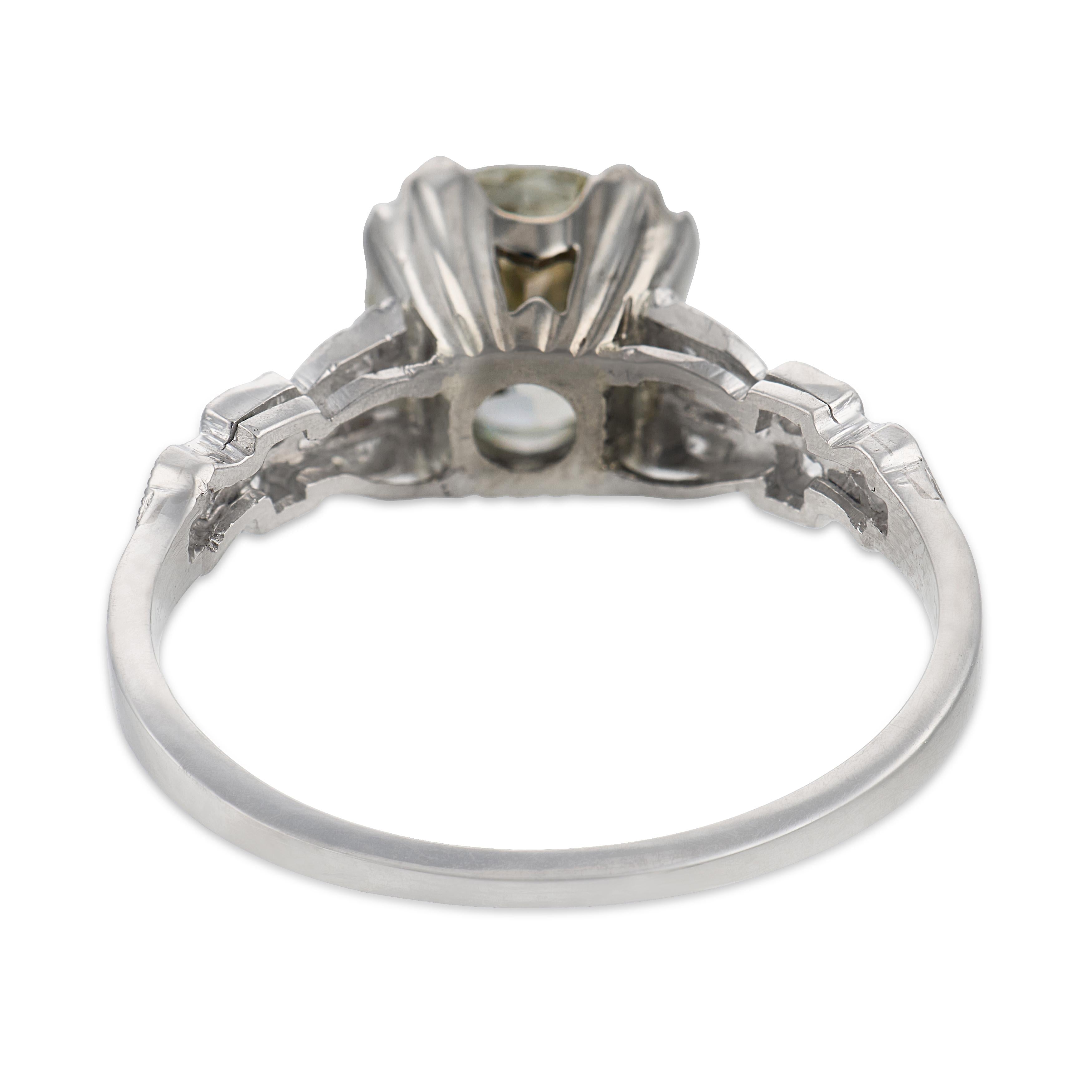 Art Deco Platinum Diamond Engagement Ring 1.59ct