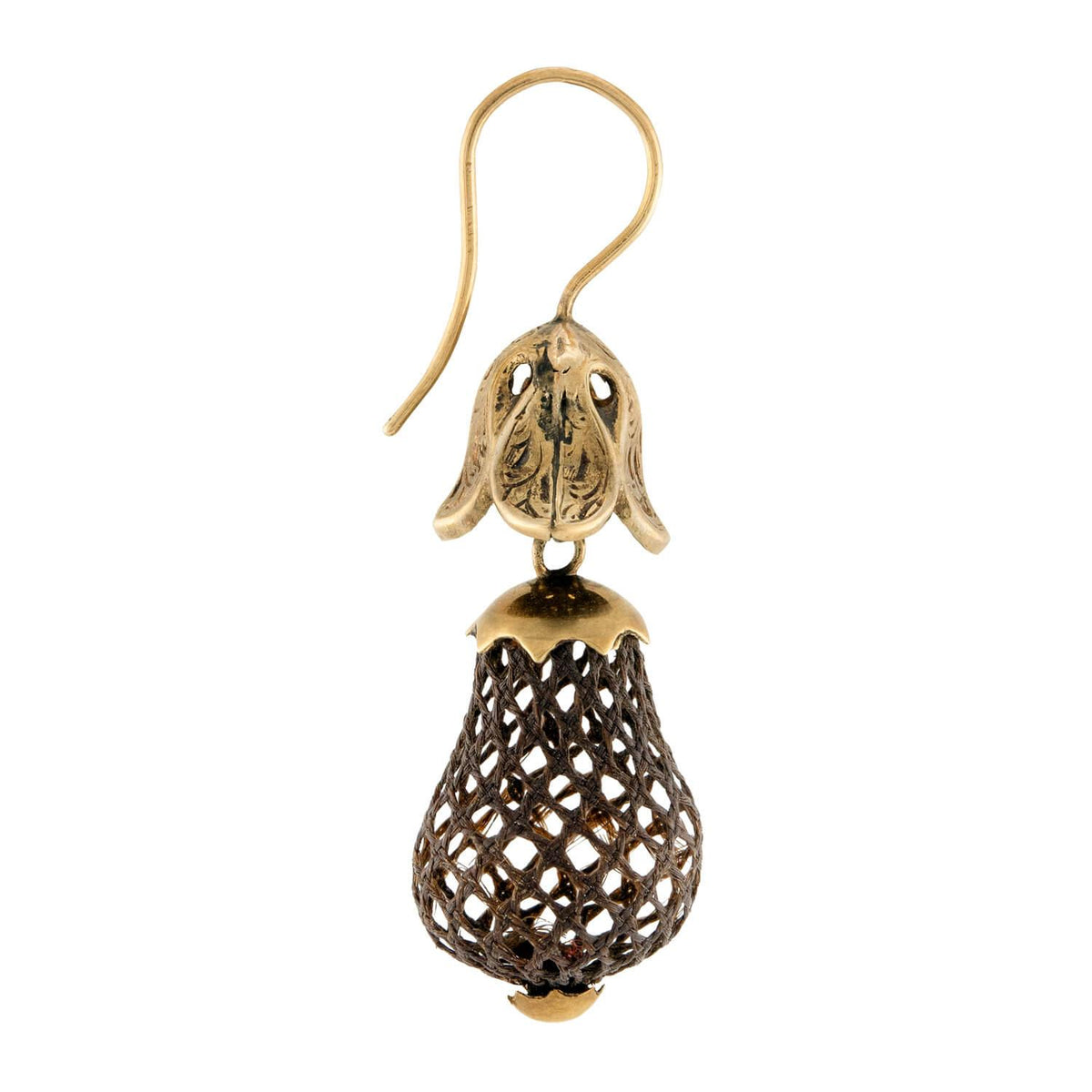 Victorian 14k Woven Hair Dangle Earrings