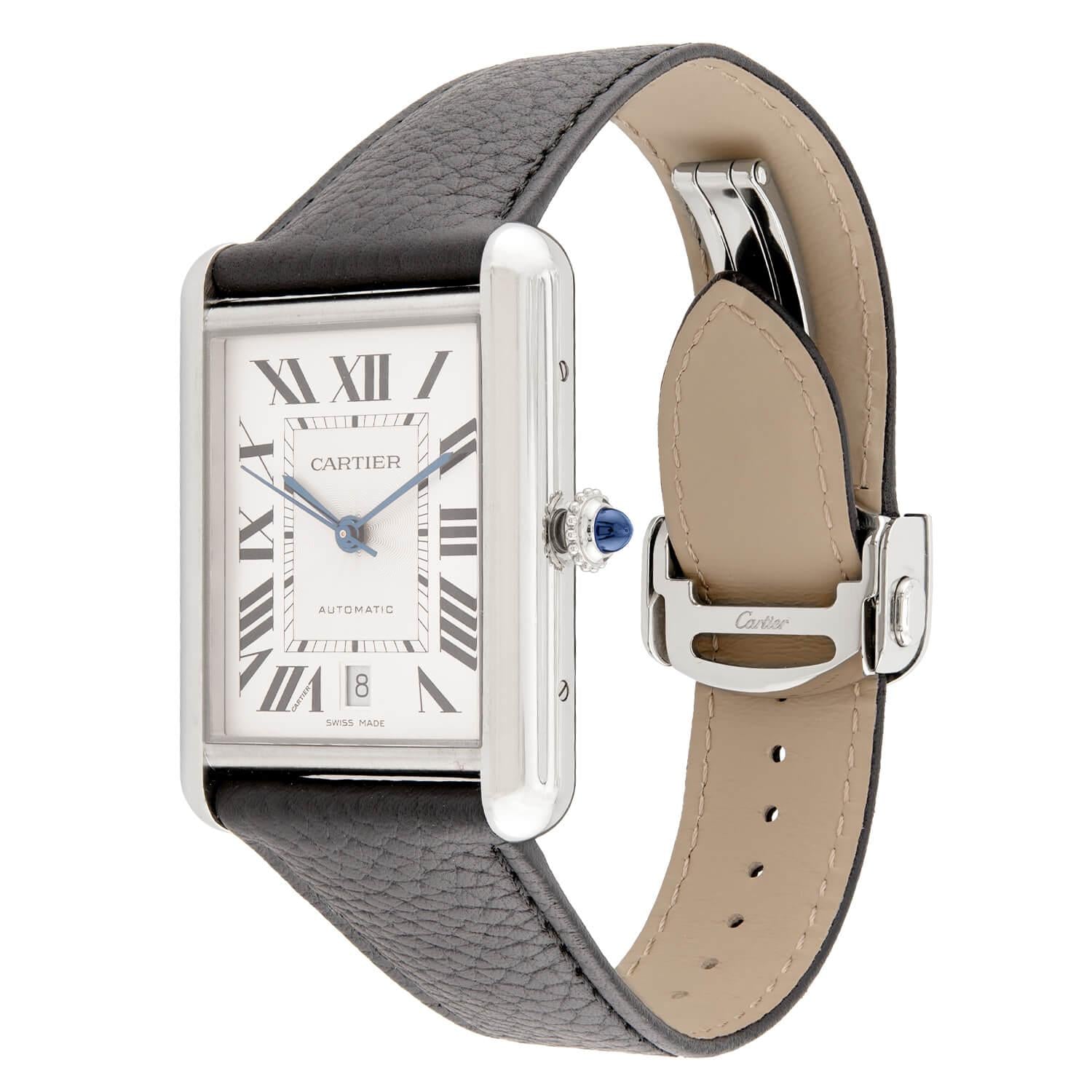 CARTIER Estate Stainless Steel & Sapphire Tank Must Wristwatch