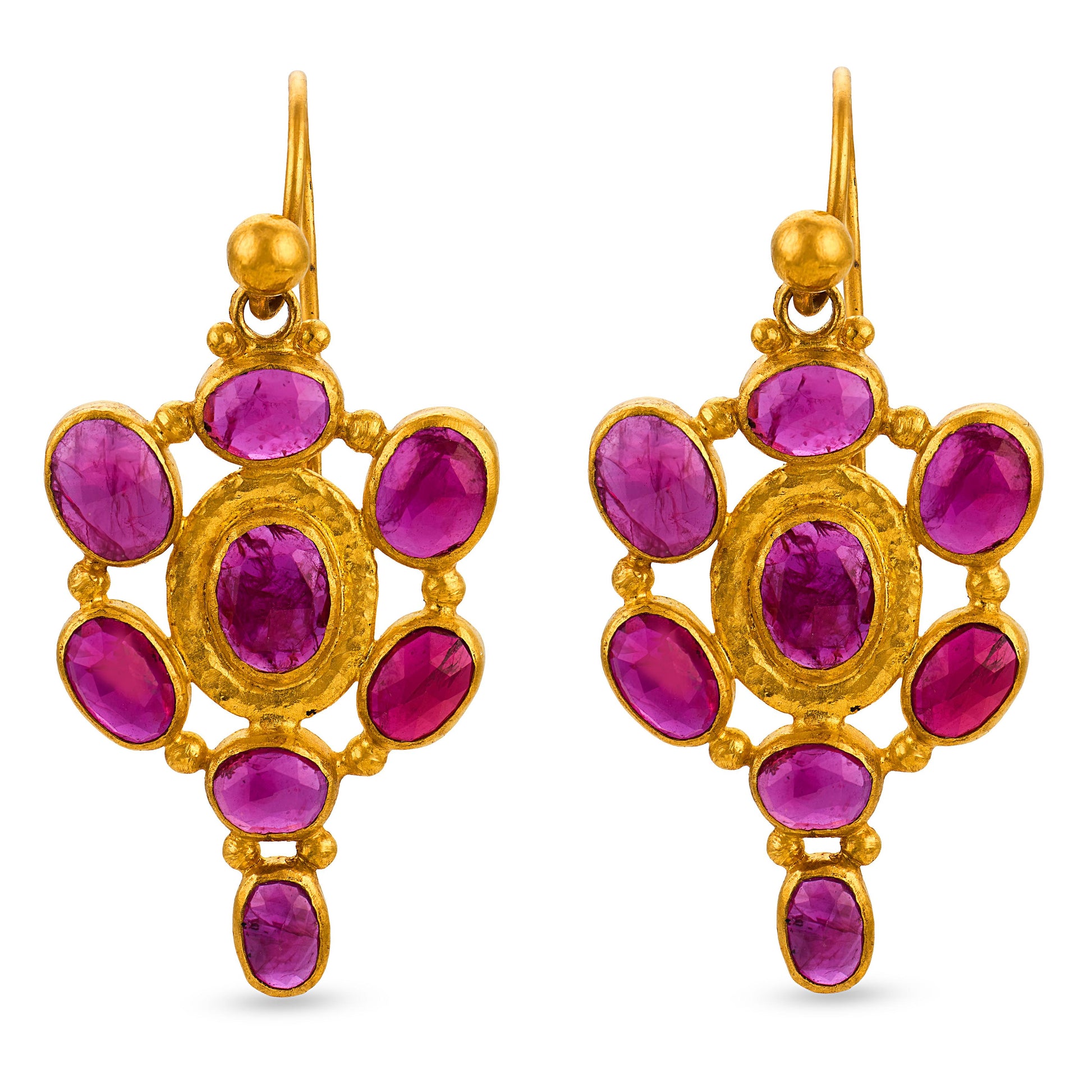 GURHAN Estate Indian 24k Ruby Dangle Earrings