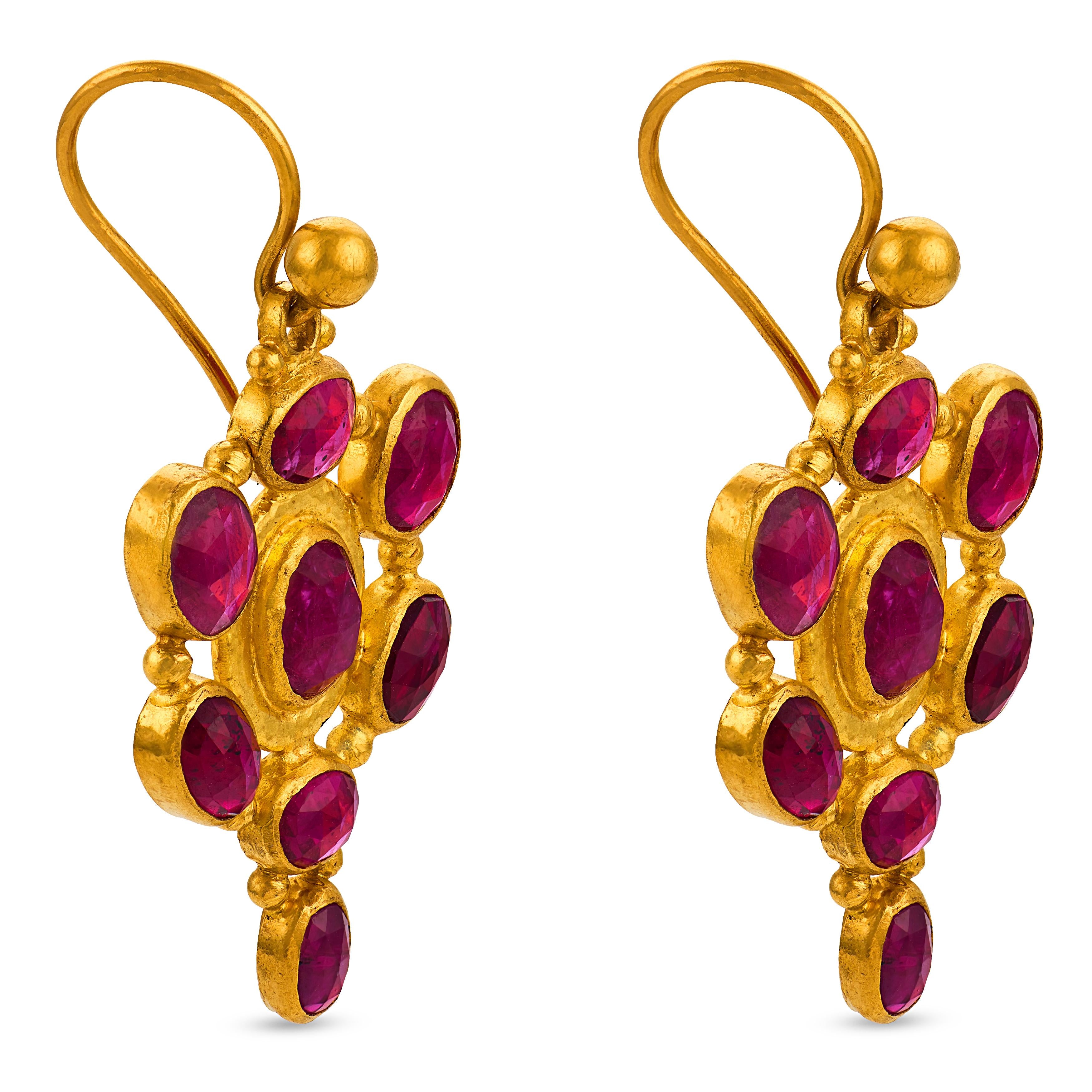 GURHAN Estate Indian 24k Ruby Dangle Earrings
