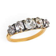Art Nouveau 18k/Platinum Diamond Five Stone Ring