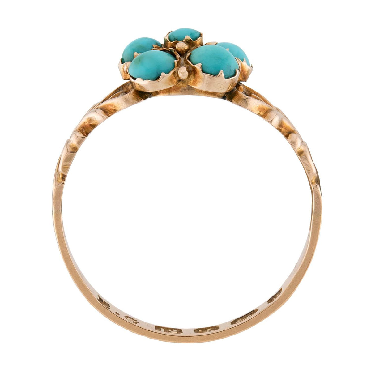 Victorian English 12k Turquoise Floral-Motif Ring