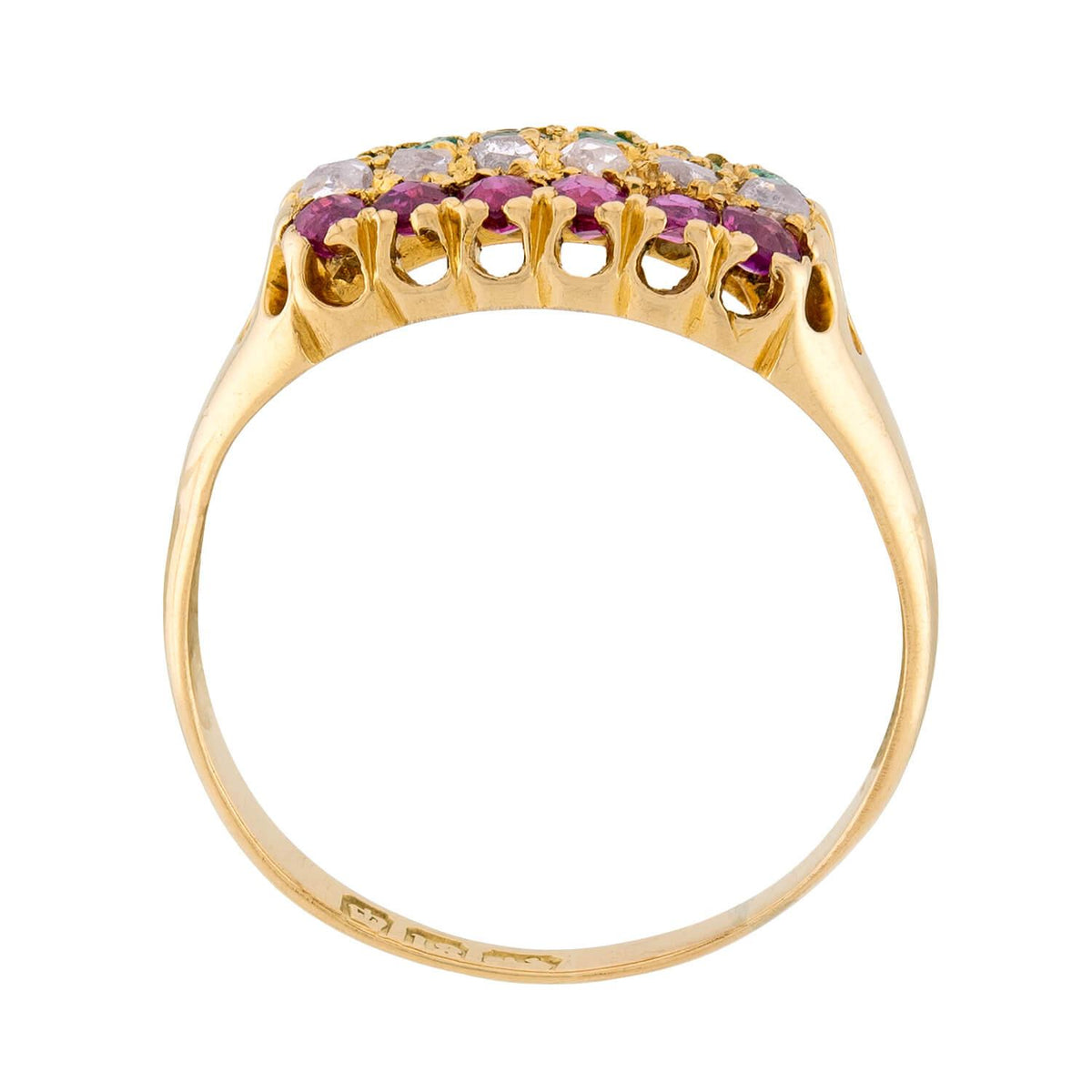 Art Nouveau English 18k Ruby, Diamond, & Emerald Ring
