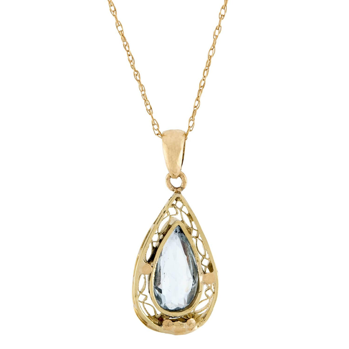 Edwardian 18k/14k Aqua Pendant Necklace