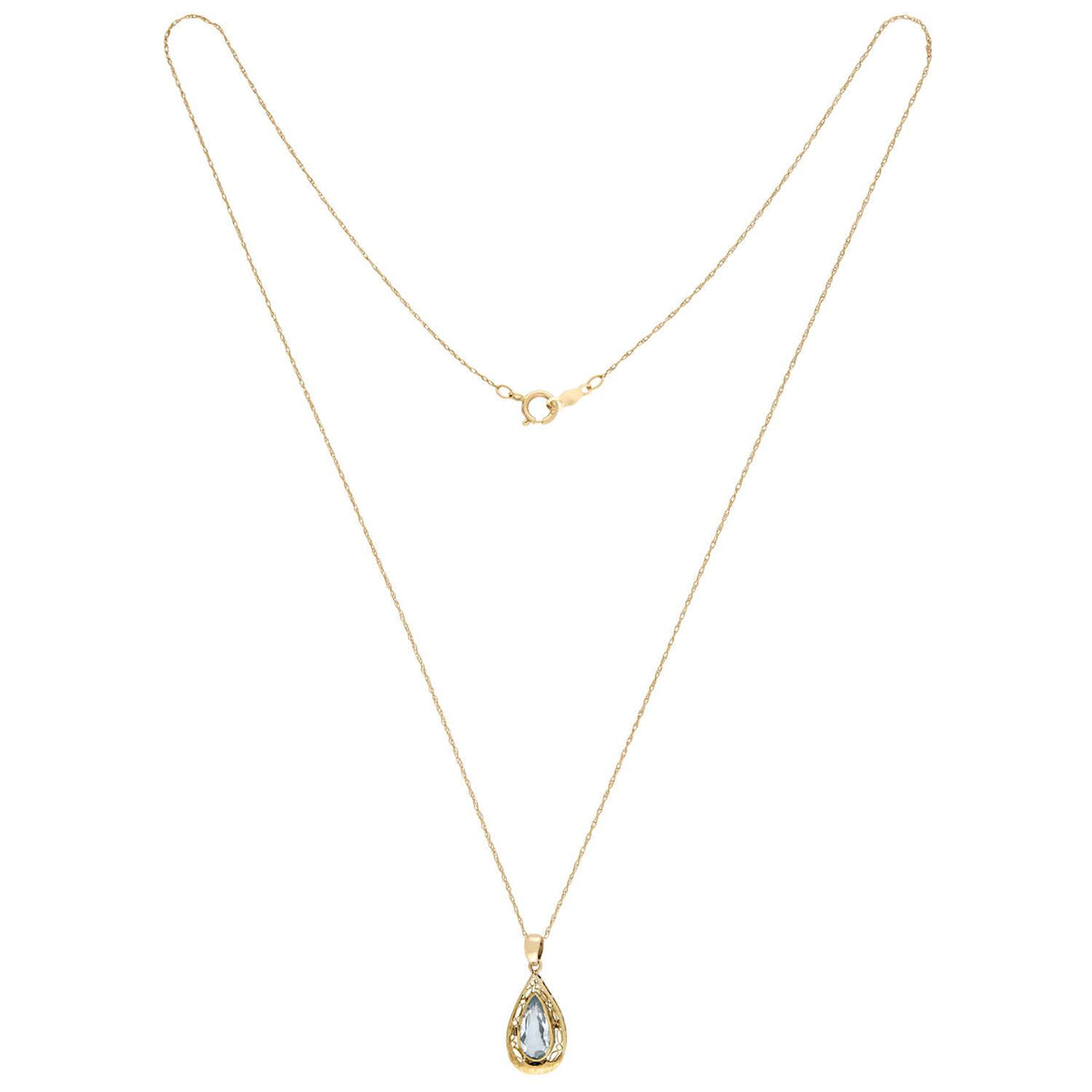 Edwardian 18k/14k Aqua Pendant Necklace