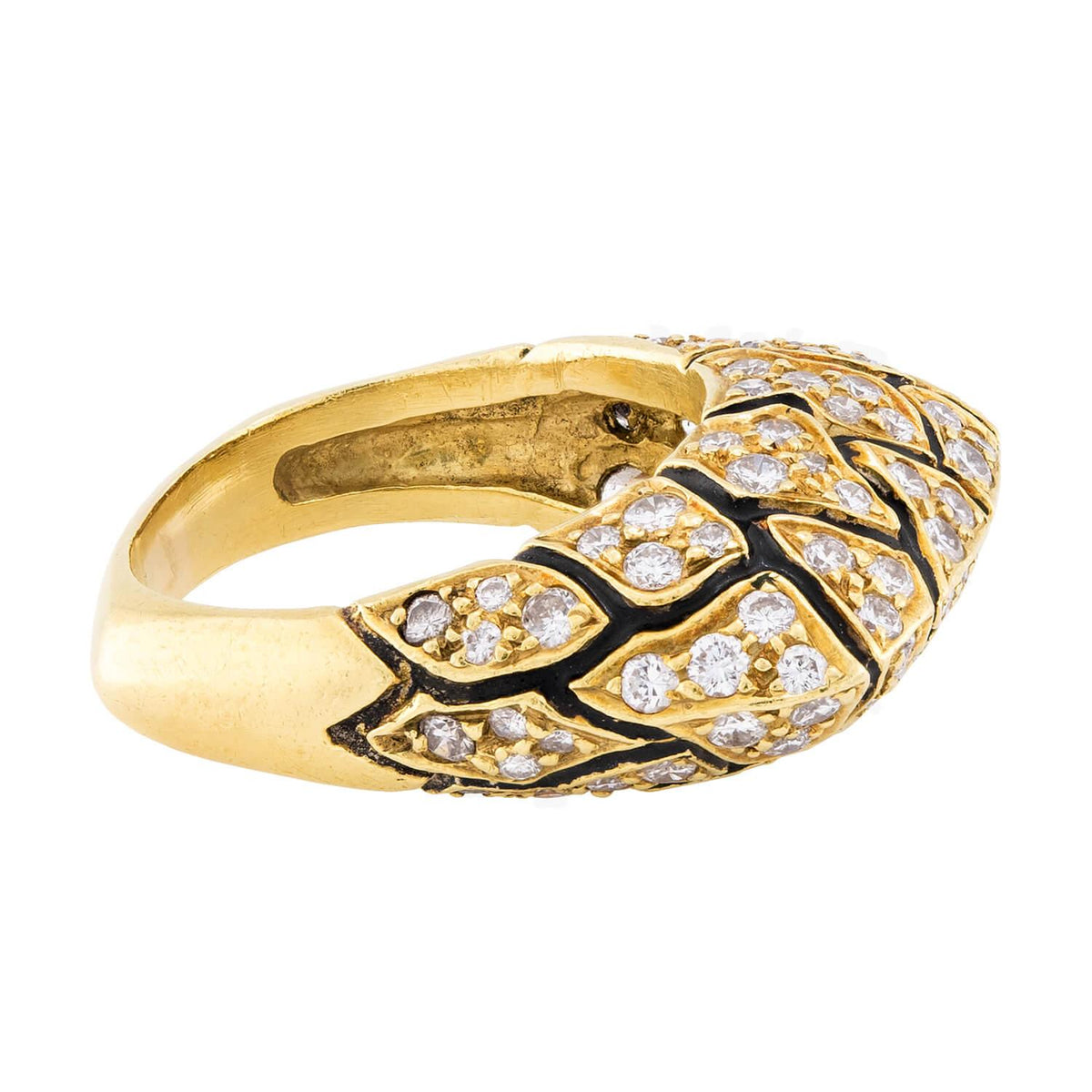 Estate Egyptian 18k Diamond & Enamel Dome Ring