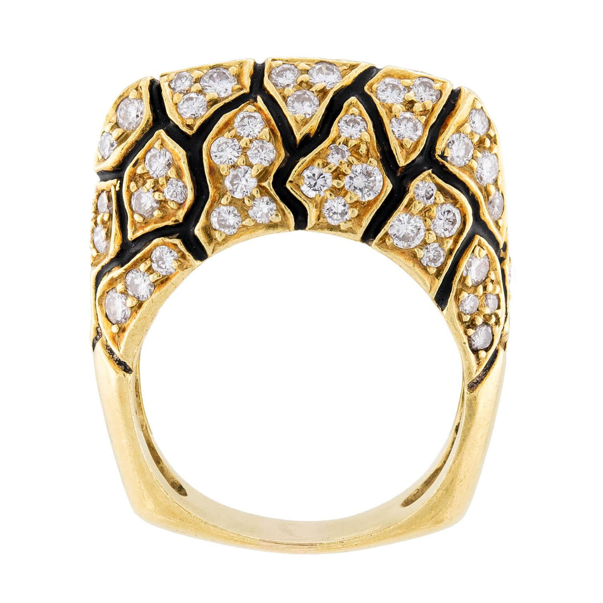 Estate Egyptian 18k Diamond & Enamel Dome Ring