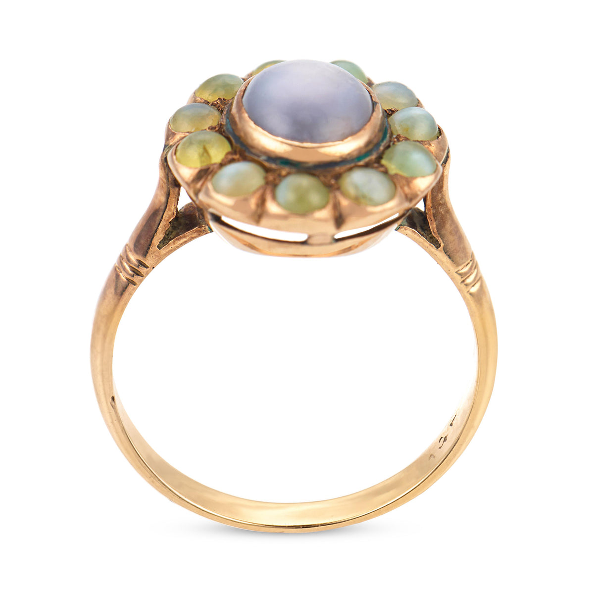 Victorian 14k Sapphire & Chrysoberyl Halo Ring