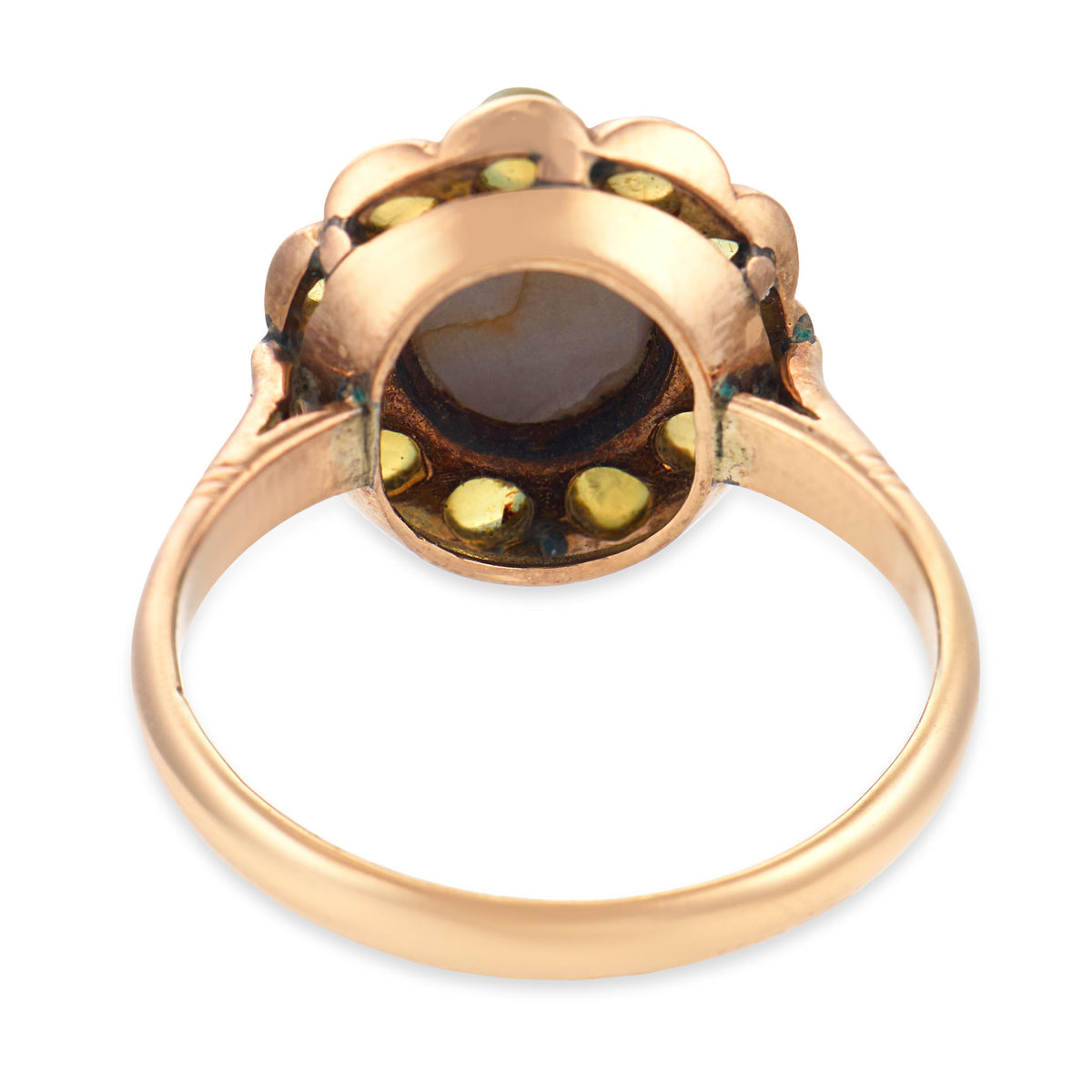 Victorian 14k Sapphire & Chrysoberyl Halo Ring