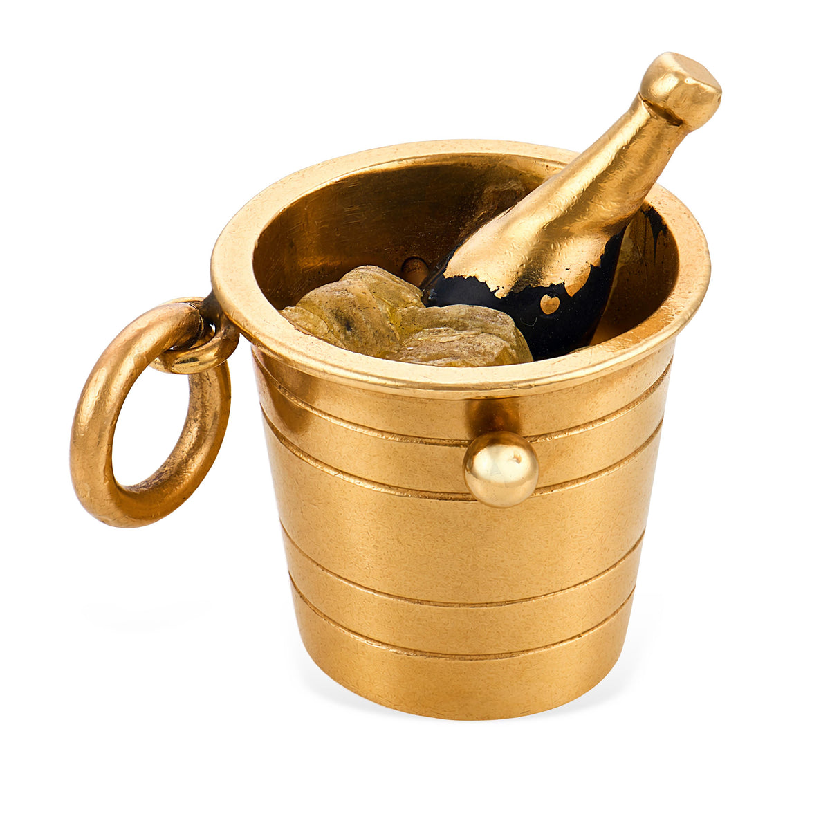 Vintage 14k Enamel & Celluloid Champagne Ice Bucket Pendant/Charm