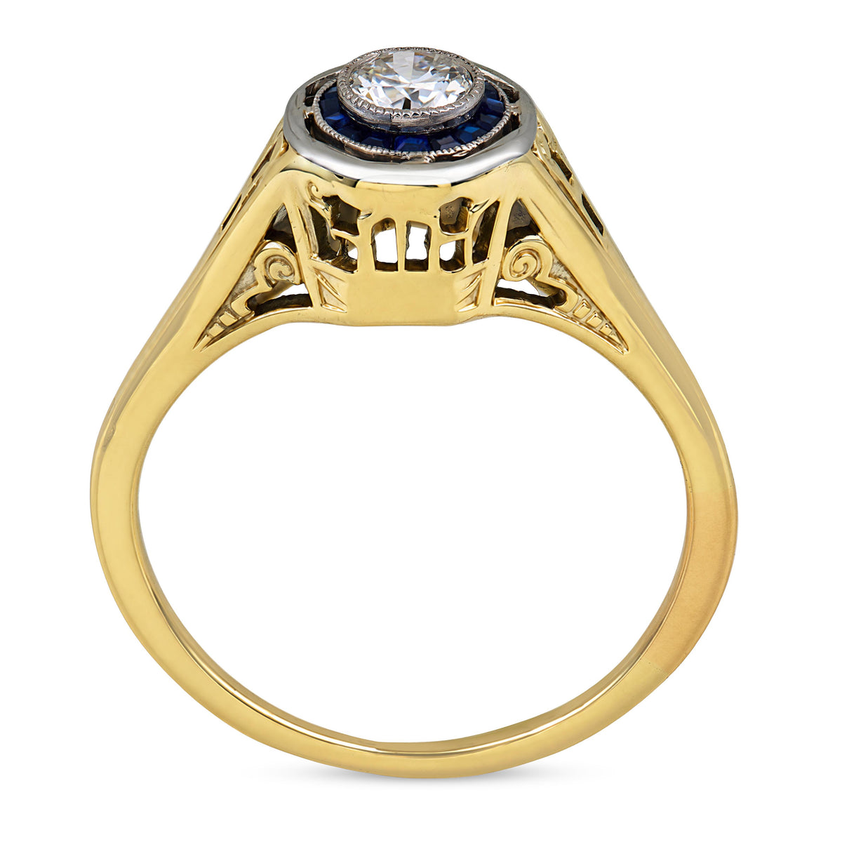 Edwardian 14k/Platinum Diamond & Sapphire Engagement Ring .25ct