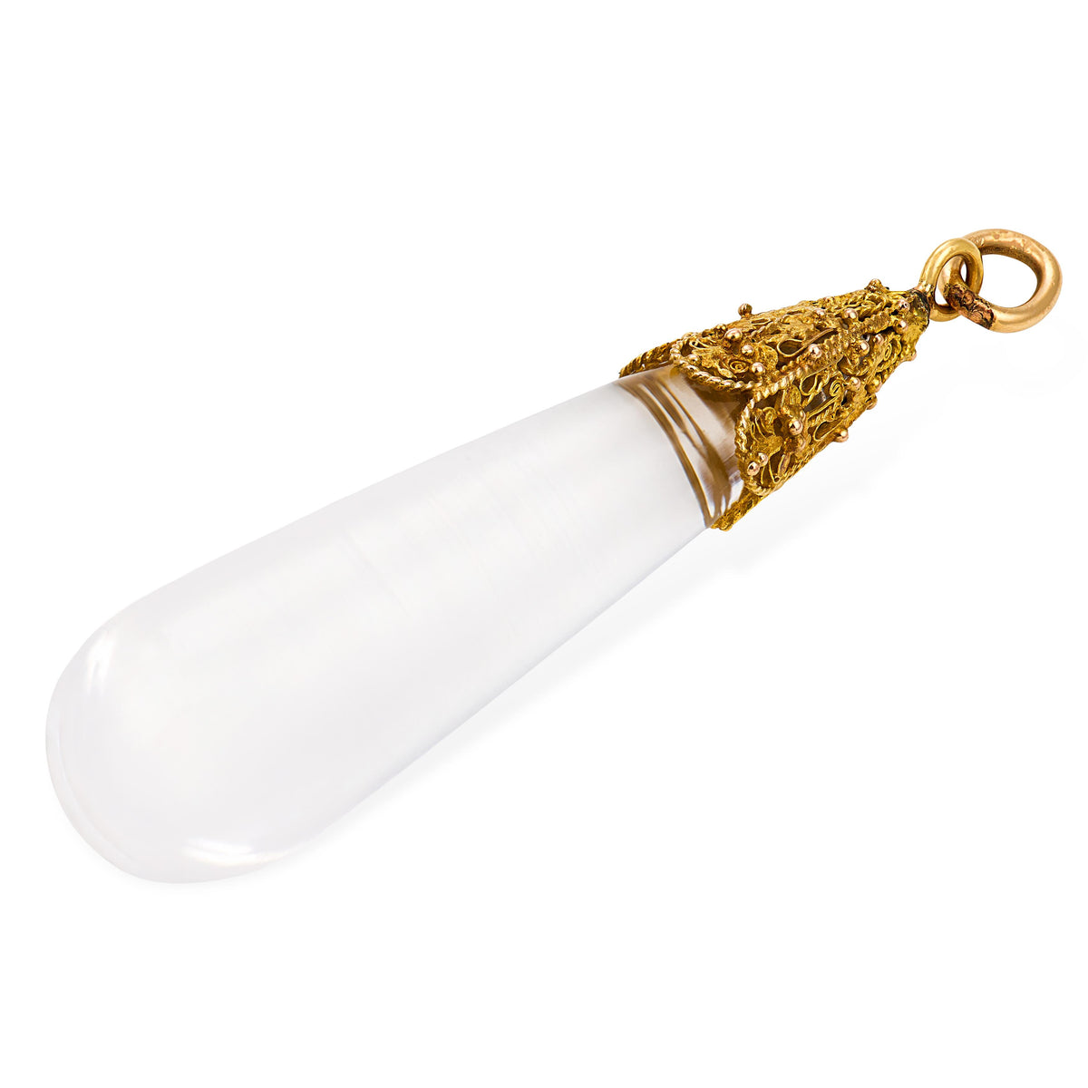 Victorian 18k Rock Quartz Crystal Drop Pendant