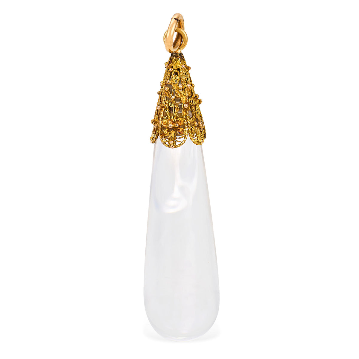 Victorian 18k Rock Quartz Crystal Drop Pendant