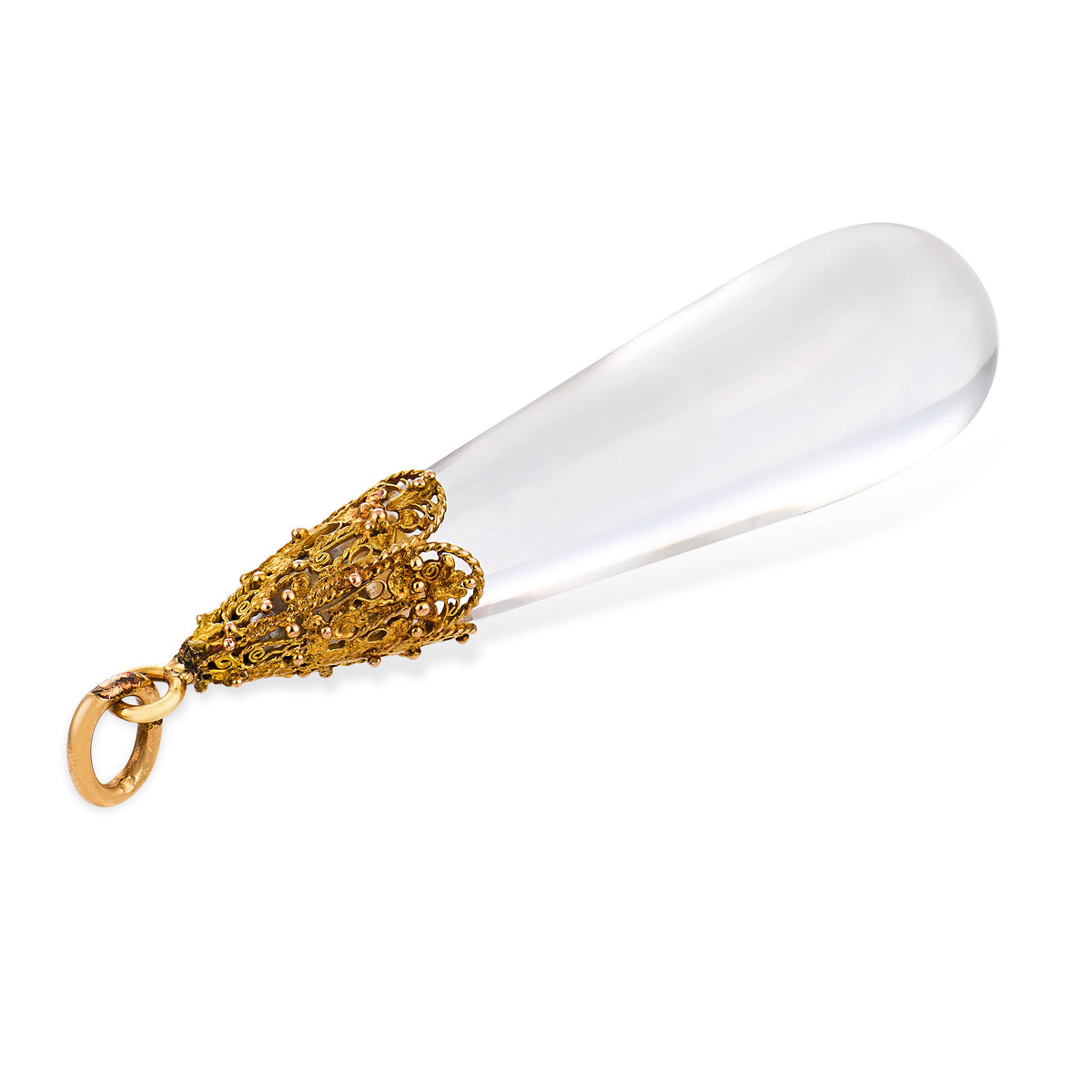 Victorian 18k Rock Quartz Crystal Drop Pendant