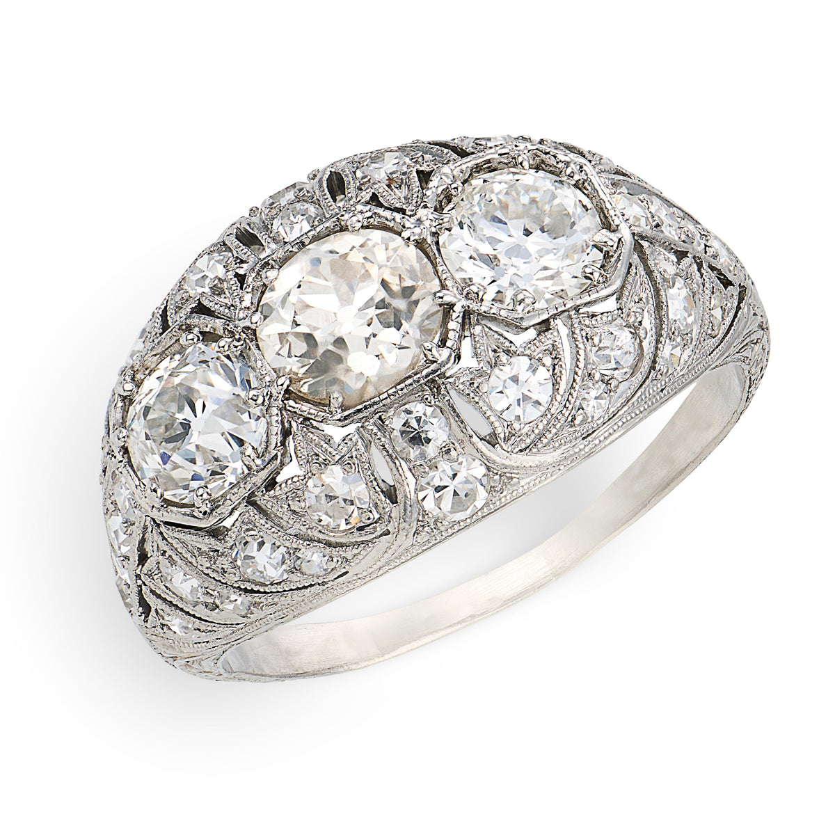 Edwardian Platinum Diamond Three Stone Ring