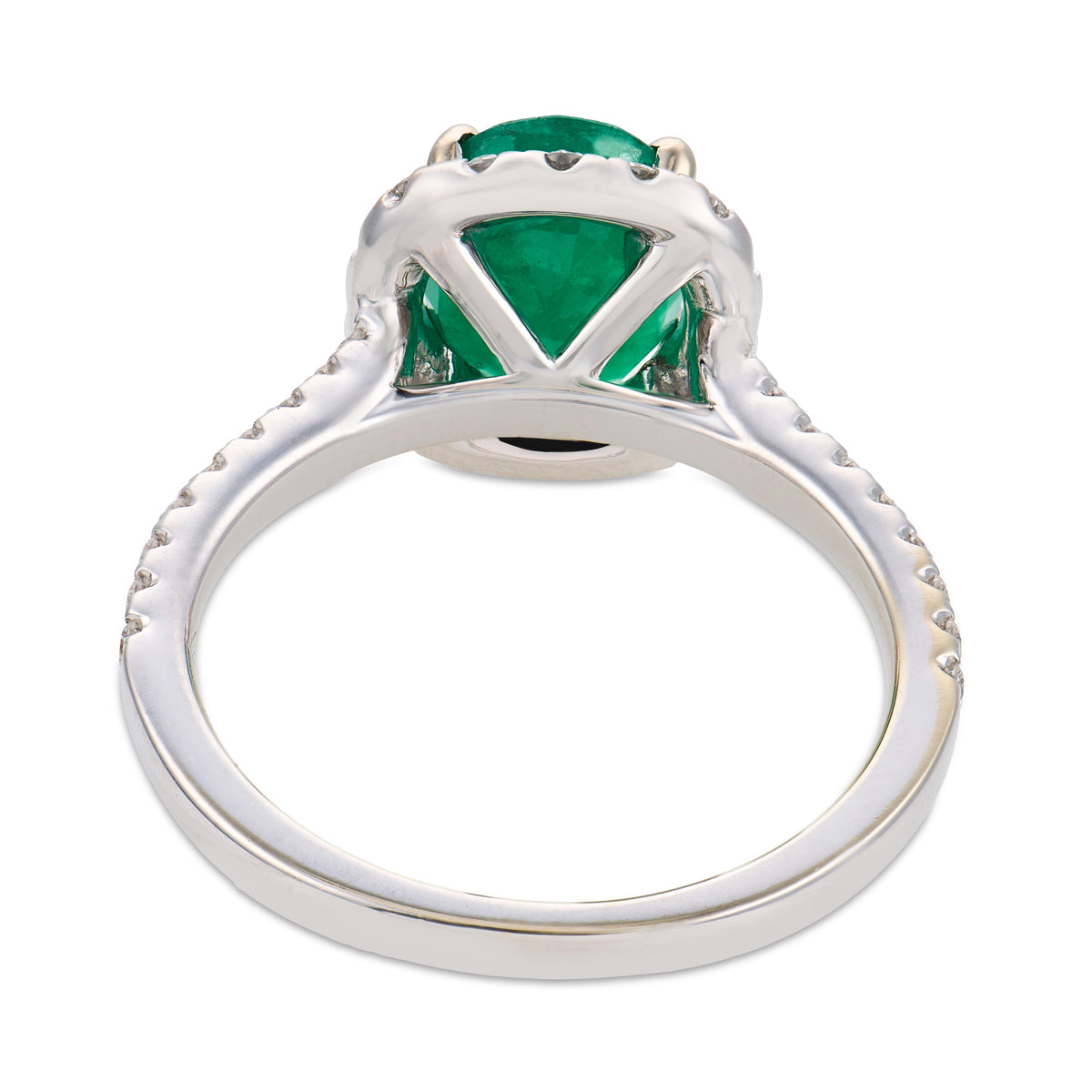 Estate 18k Emerald & Diamond Halo Ring