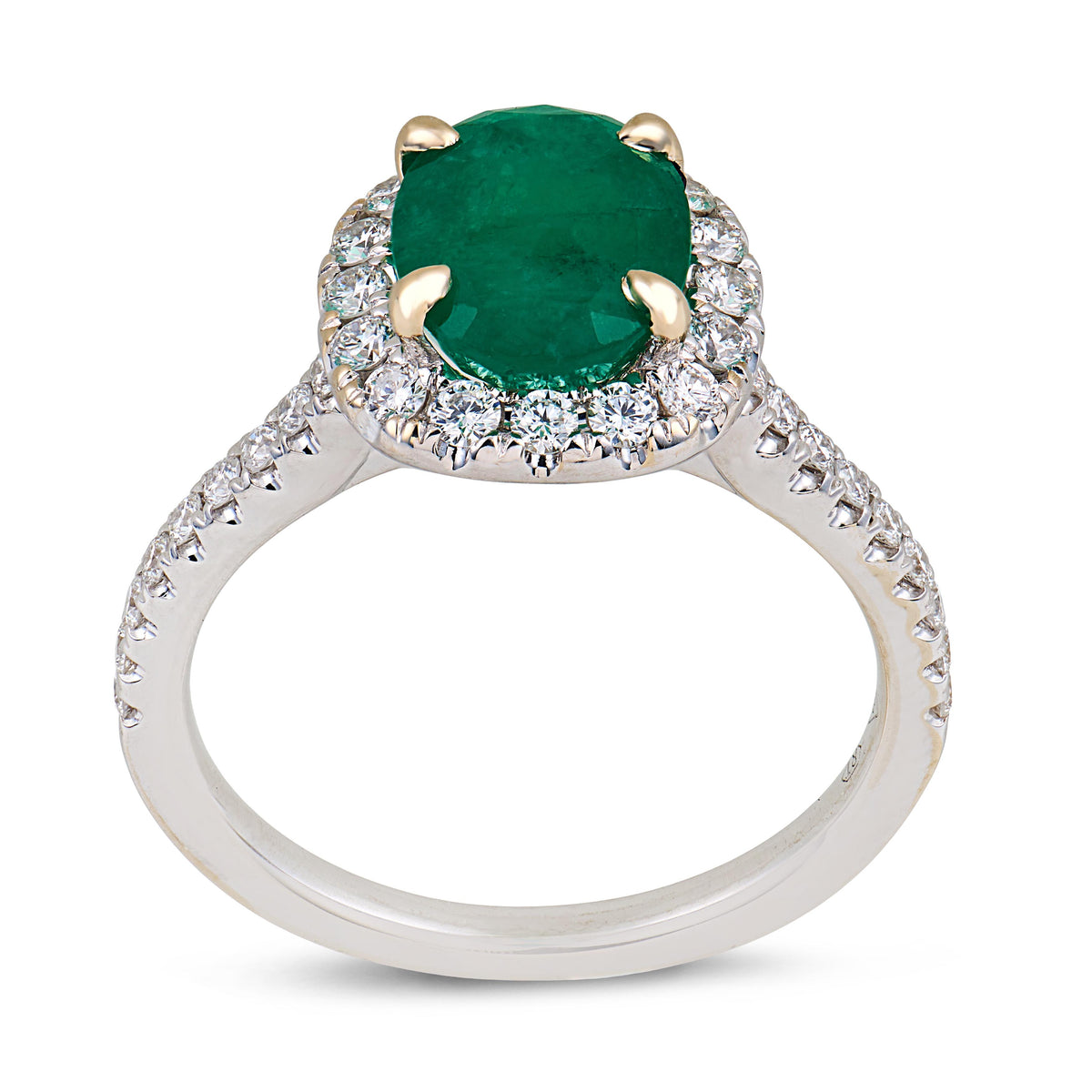 Estate 18k Emerald & Diamond Halo Ring