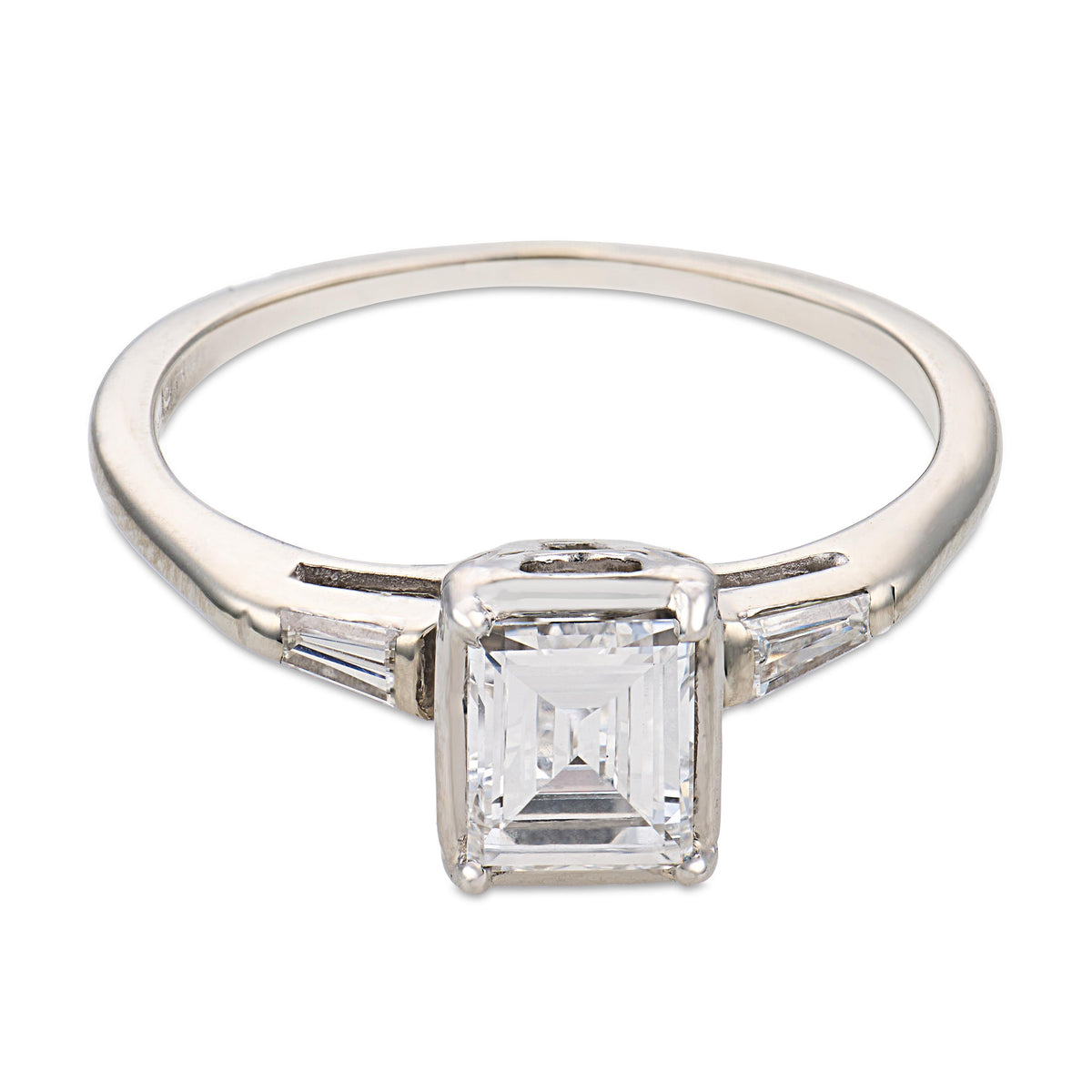 Retro Platinum Diamond Engagement Ring .64ct