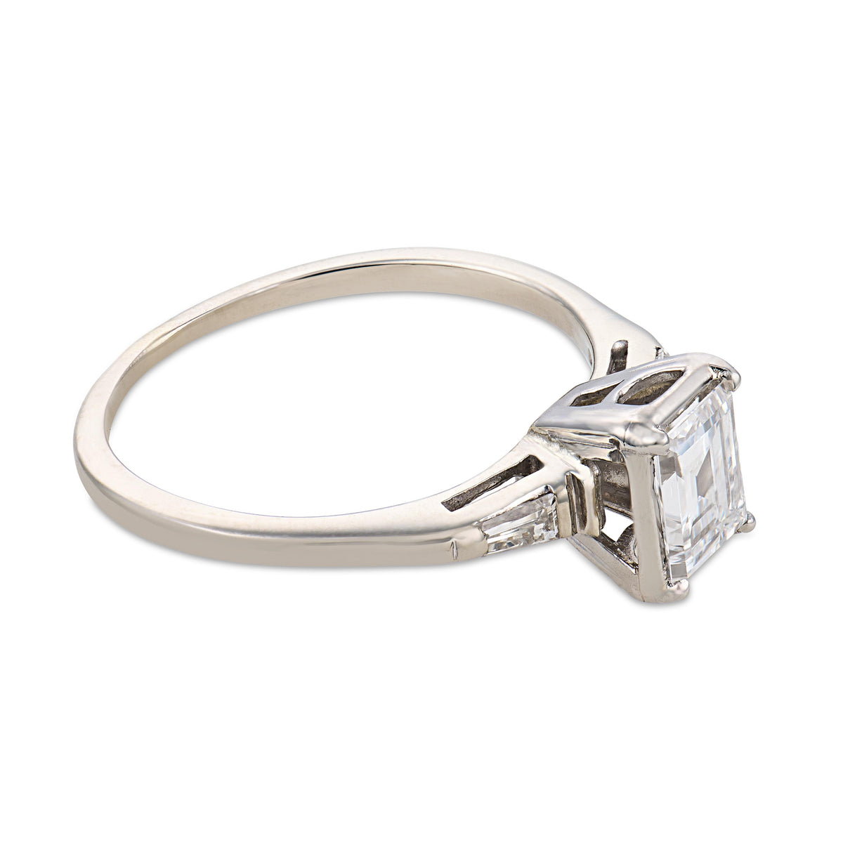 Retro Platinum Diamond Engagement Ring .64ct