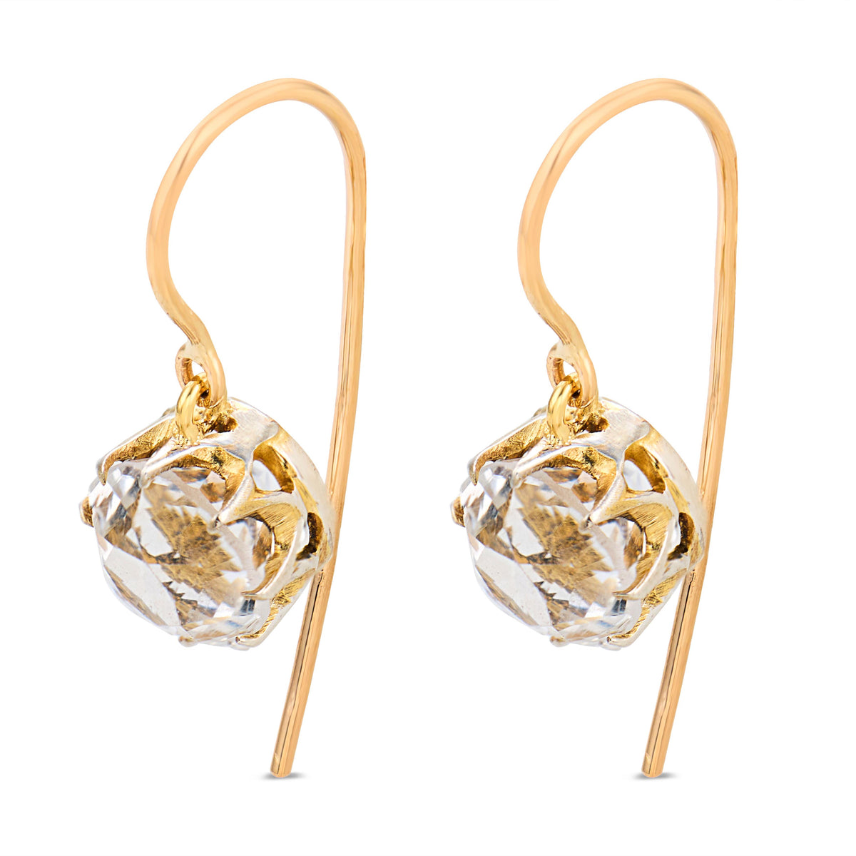 Edwardian 14k/Sterling Silver Topaz Drop Earrings