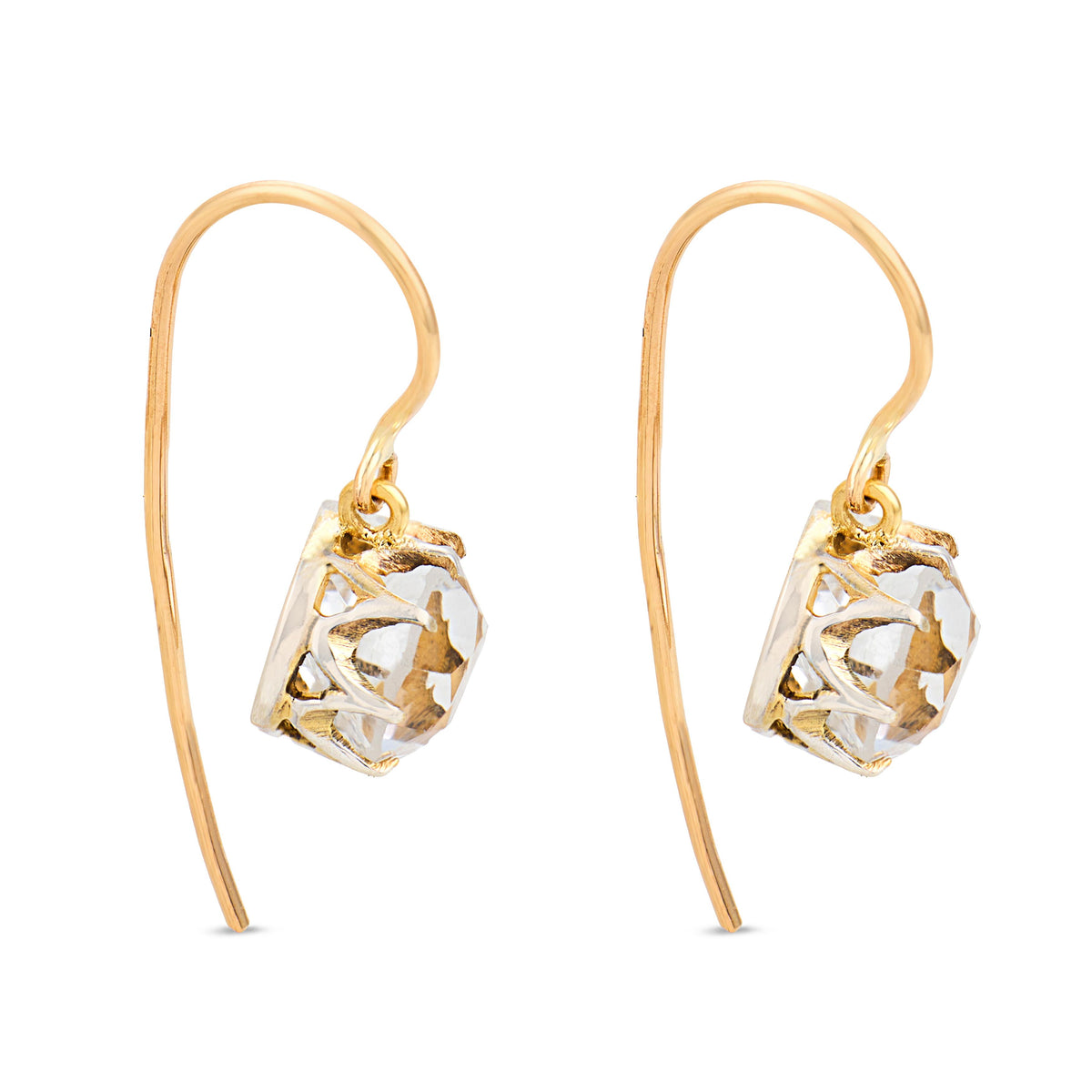 Edwardian 14k/Sterling Silver Topaz Drop Earrings