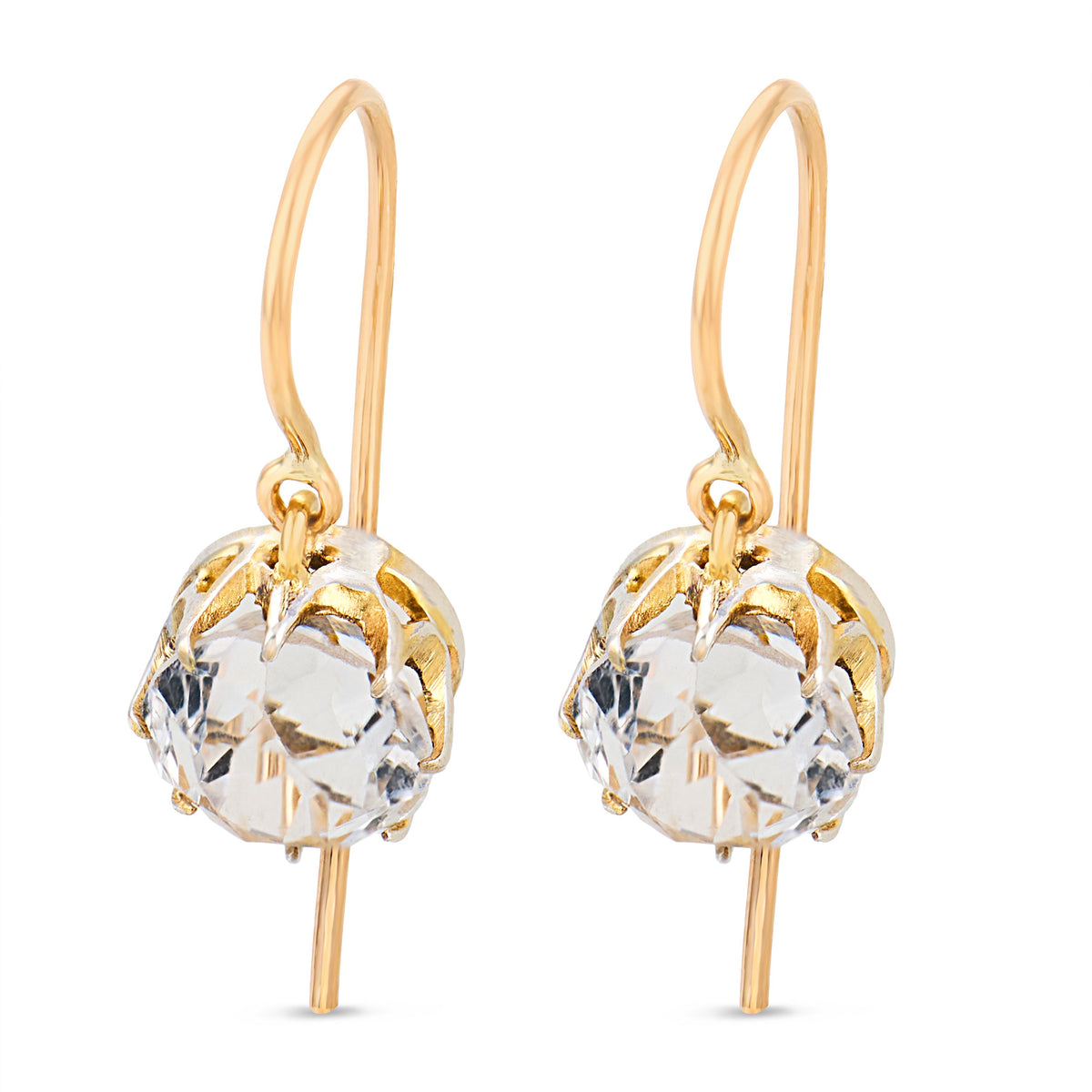 Edwardian 14k/Sterling Silver Topaz Drop Earrings
