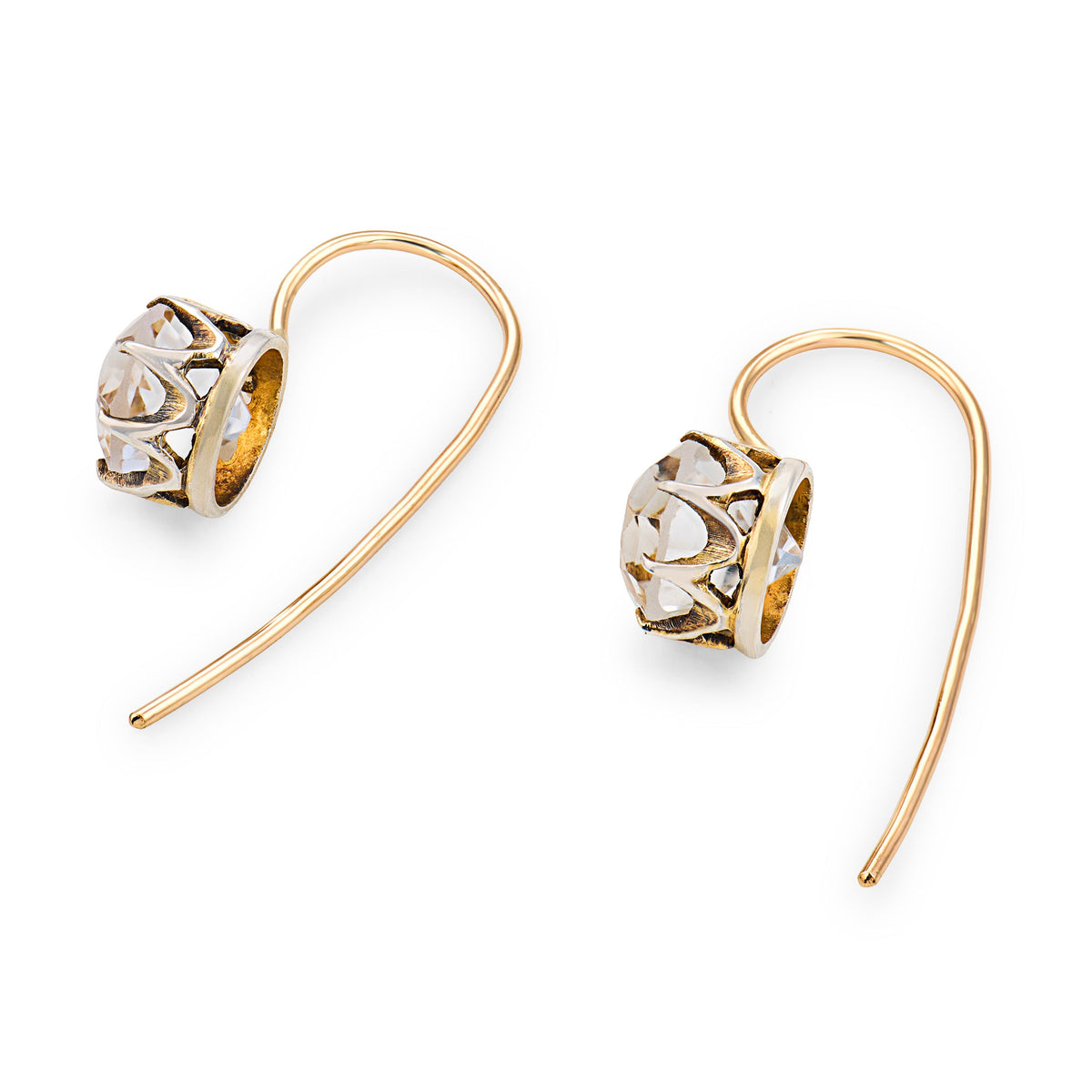 Edwardian 14k/Sterling Silver Topaz Drop Earrings