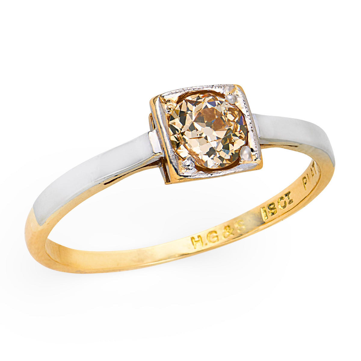 H.G. & S Edwardian English 18k/Platinum Diamond Engagement Ring .40ct
