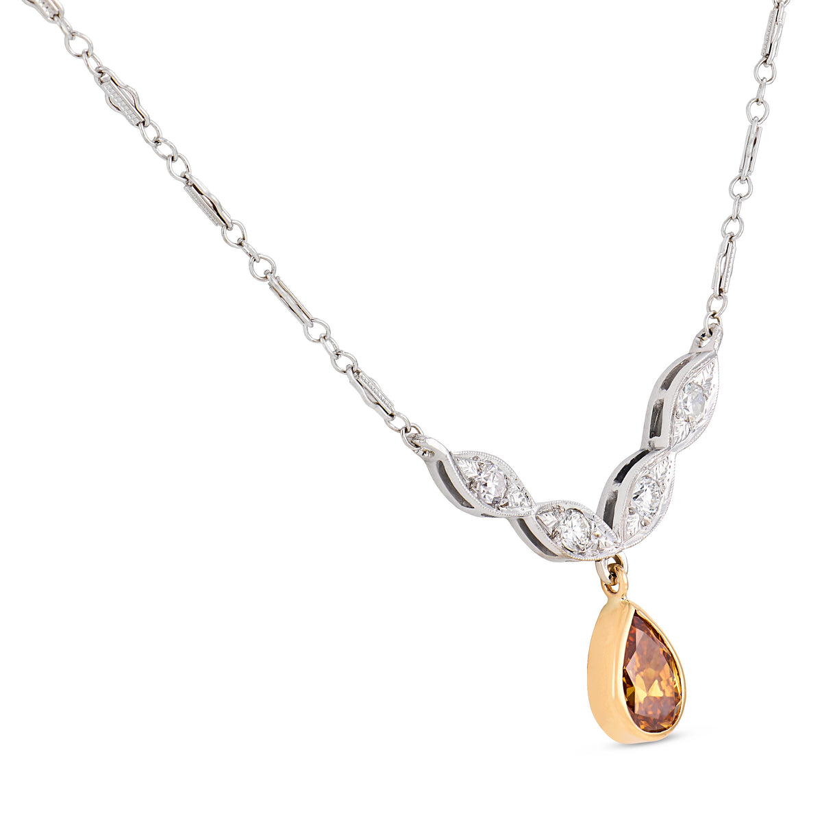 Vintage 14k Diamond Drop Necklace
