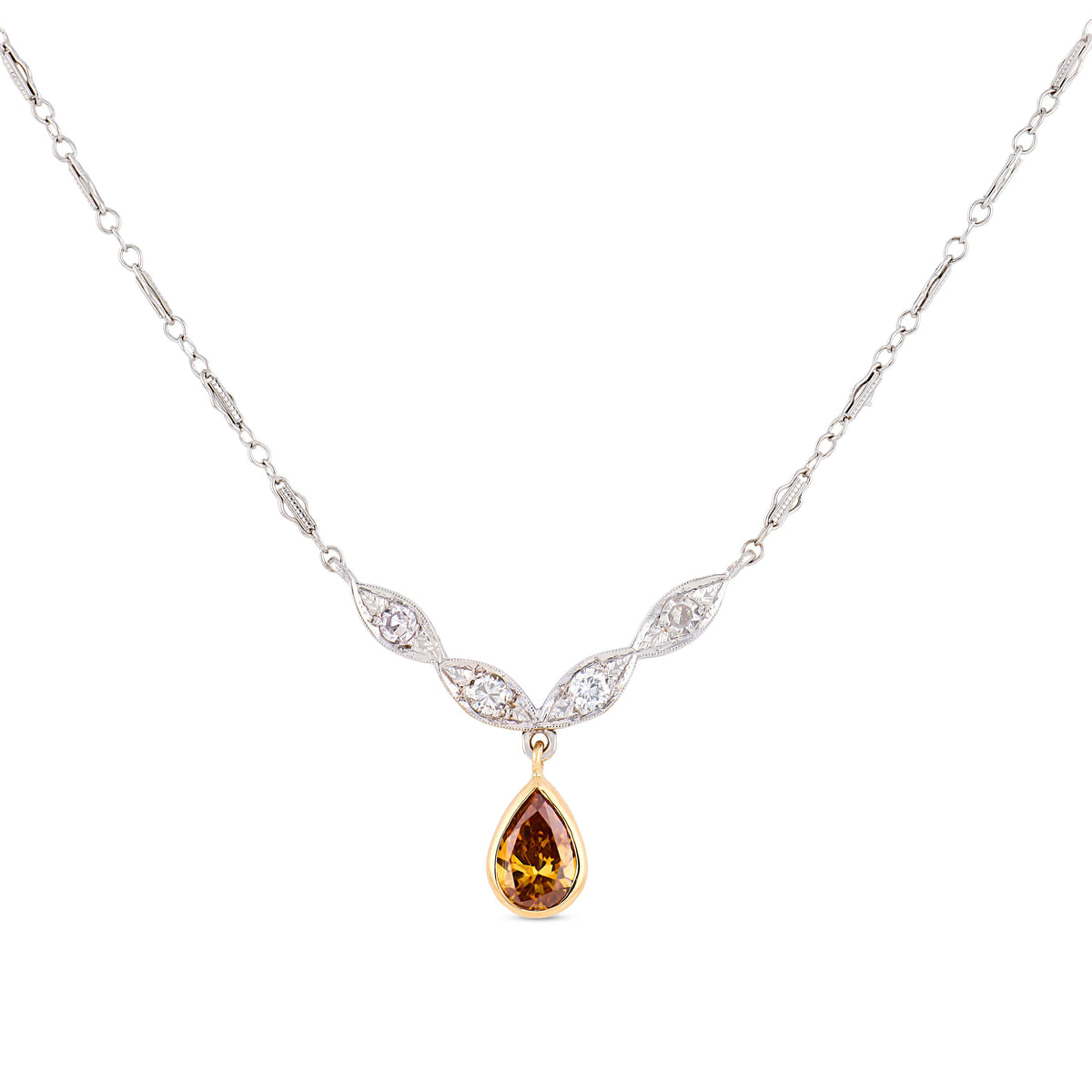 Vintage 14k Diamond Drop Necklace