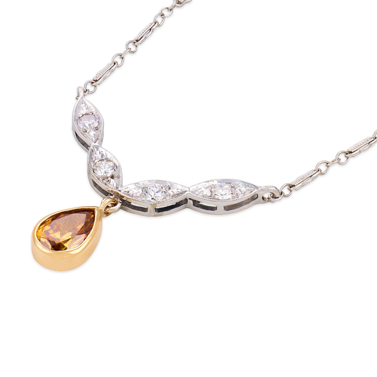 Vintage 14k Diamond Drop Necklace