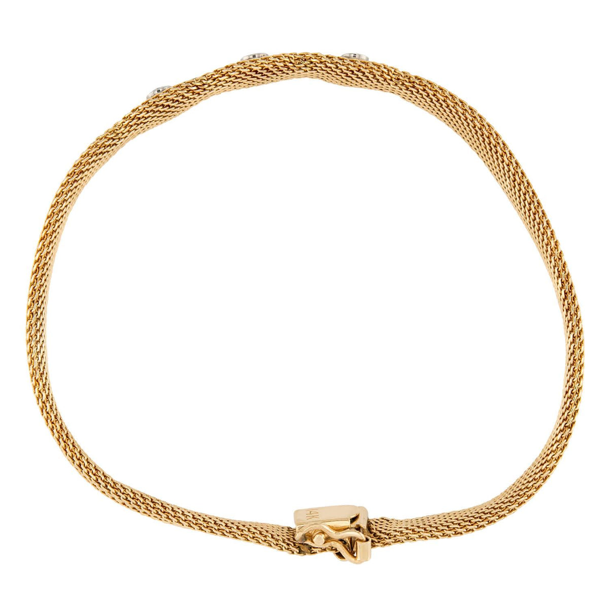 Retro 14k/Platinum Diamond Mesh Bracelet