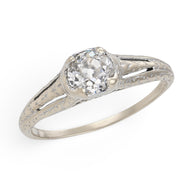 Art Deco 18k Diamond Engagement Ring .60ct