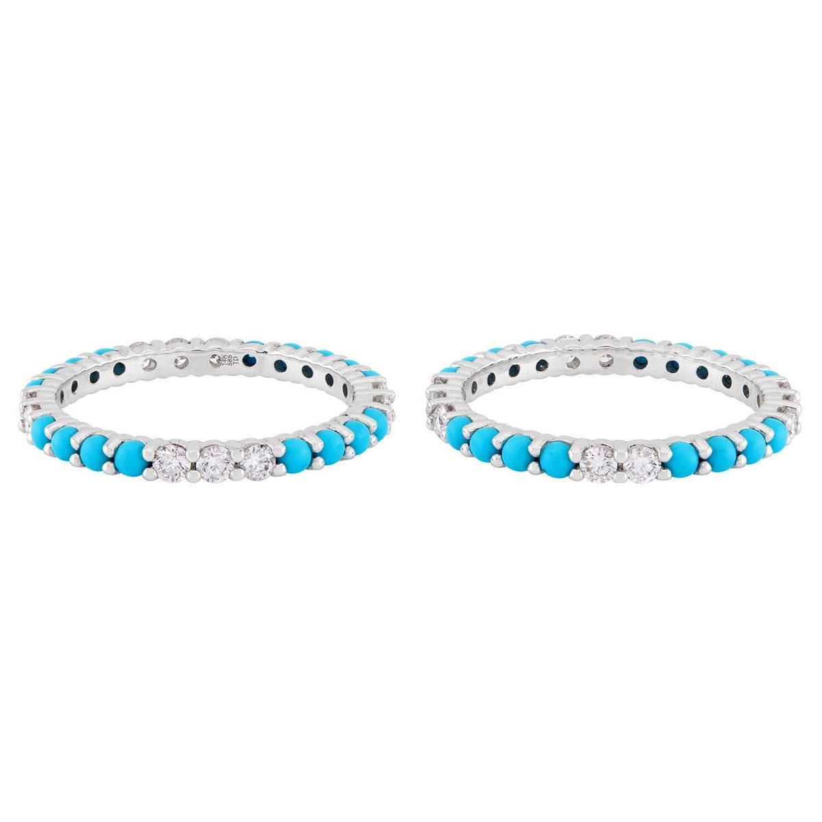 Estate 14k Turquoise & Diamond Eternity Band Set