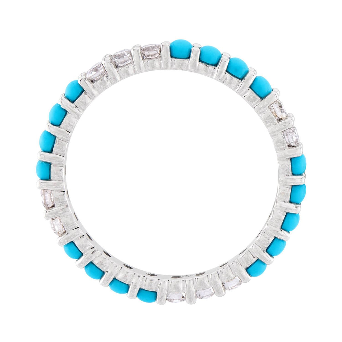 Estate 14k Turquoise & Diamond Eternity Band Set
