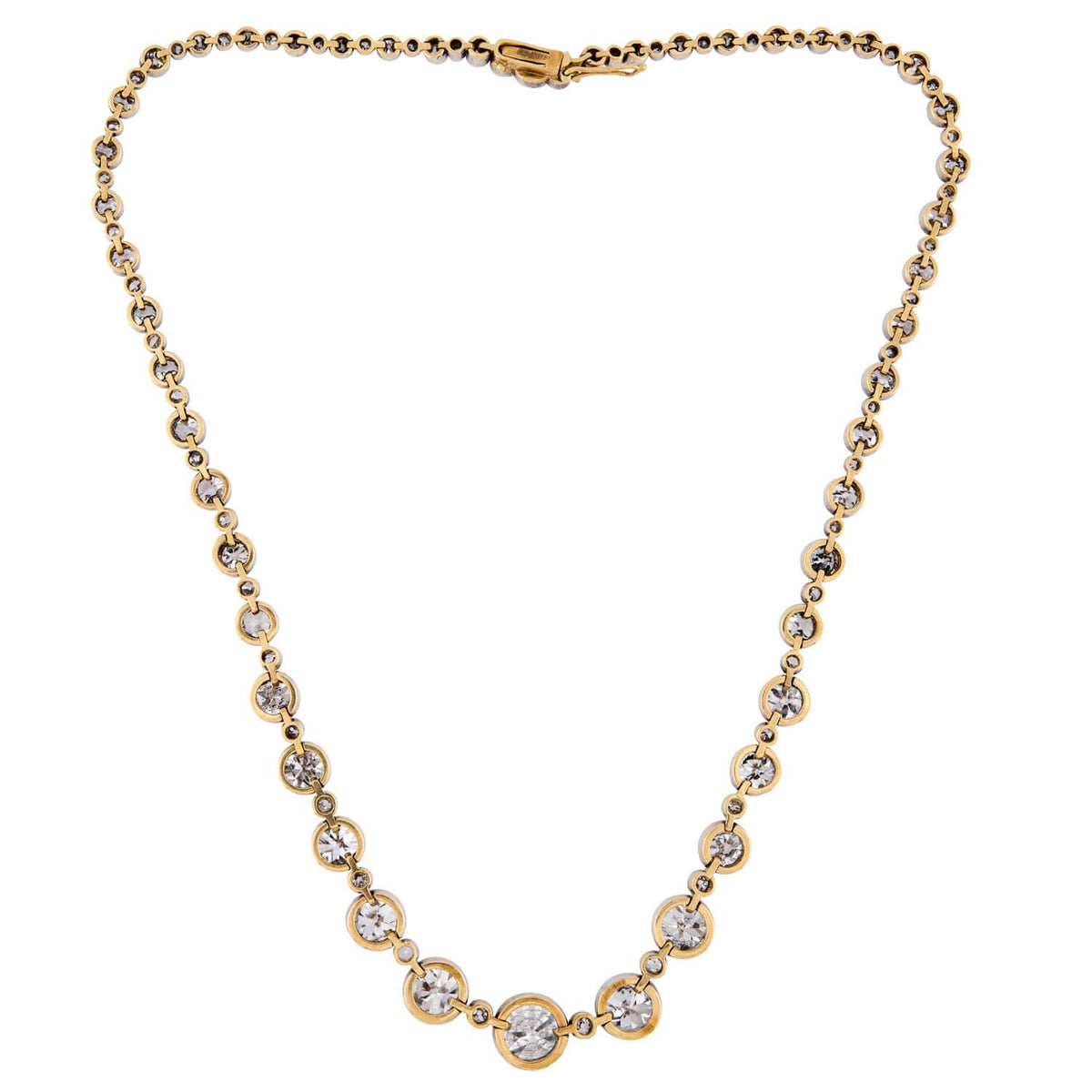 Edwardian French 18k/Platinum Diamond Riviera Necklace 15ctw