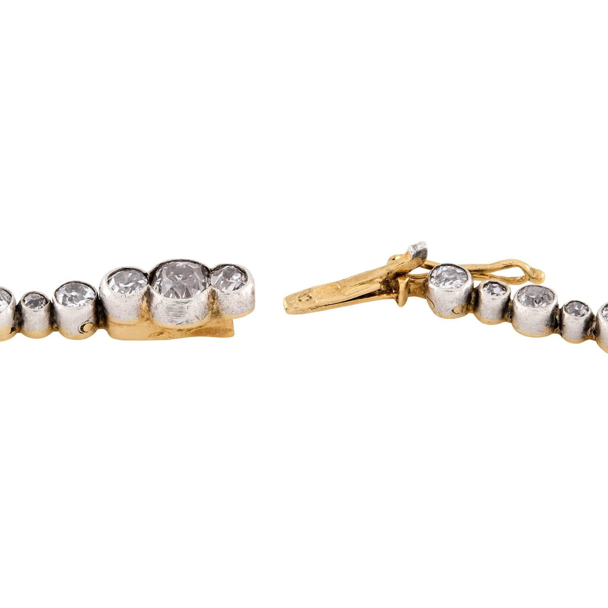 Edwardian French 18k/Platinum Diamond Riviera Necklace 15ctw