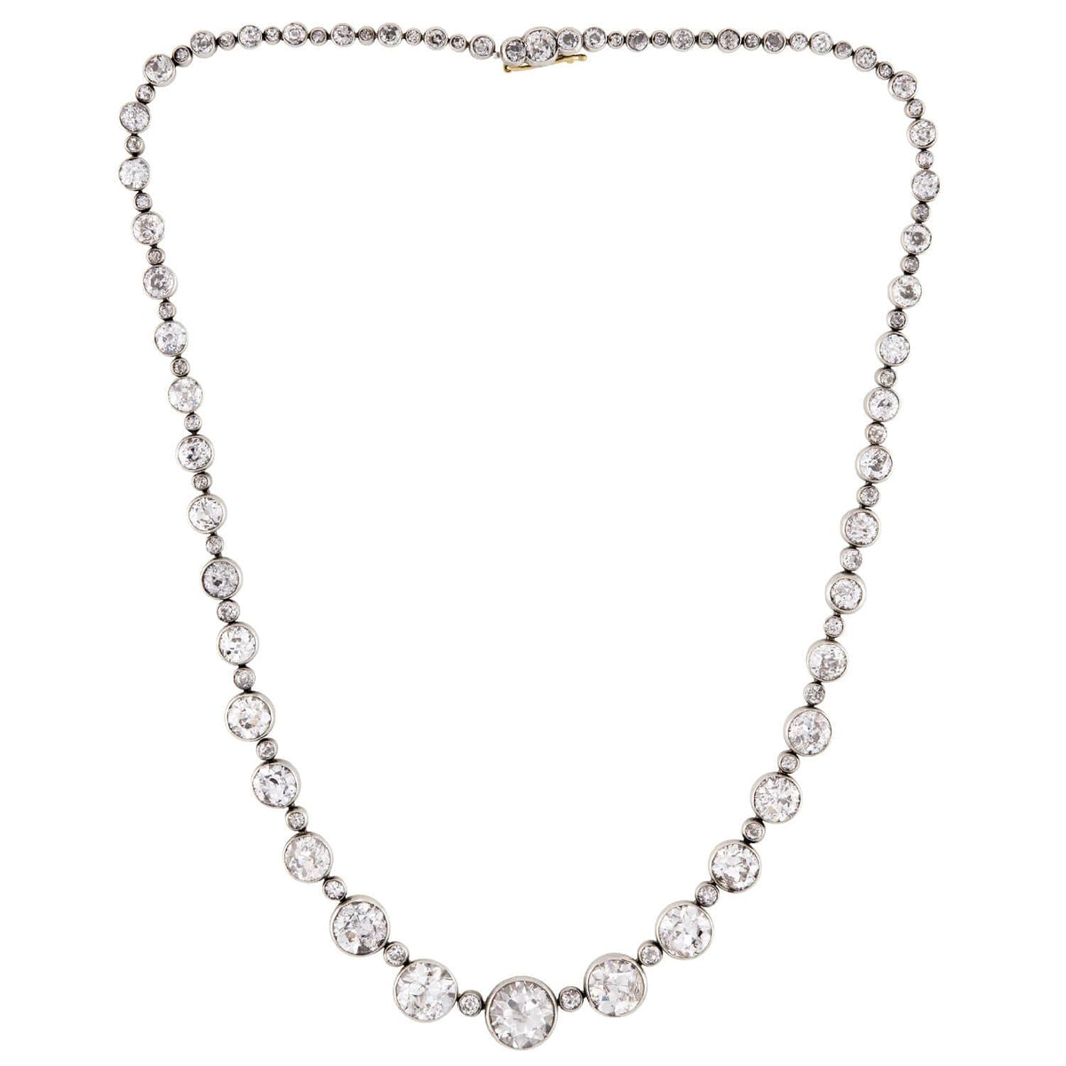 Edwardian French 18k/Platinum Diamond Riviera Necklace 15ctw
