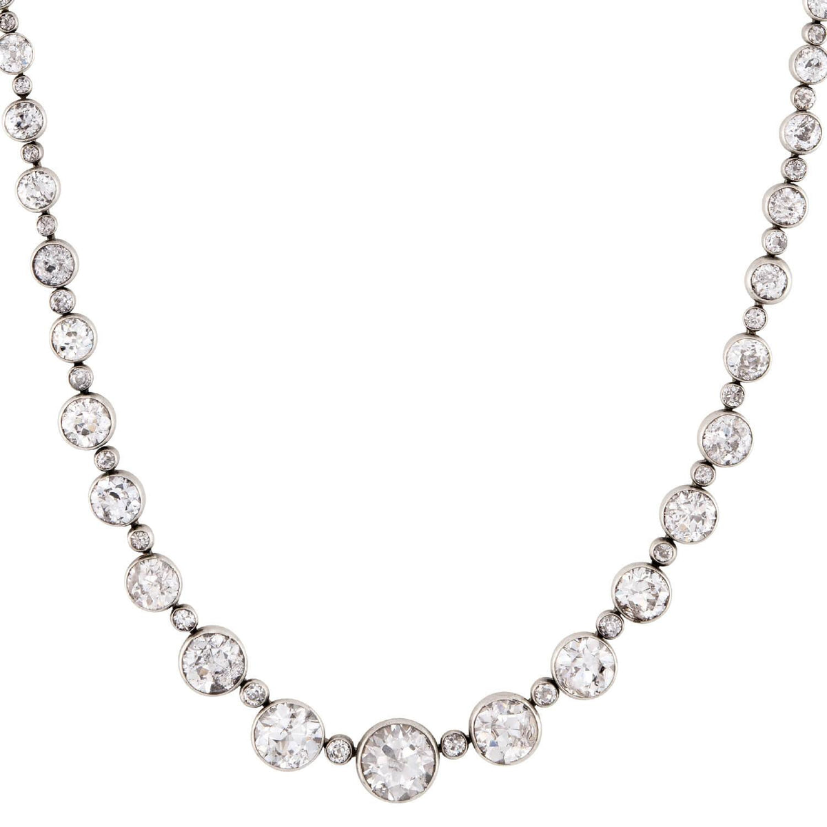 Edwardian French 18k/Platinum Diamond Riviera Necklace 15ctw