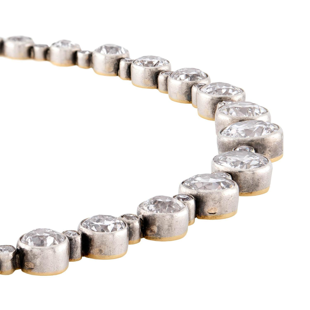 Edwardian French 18k/Platinum Diamond Riviera Necklace 15ctw