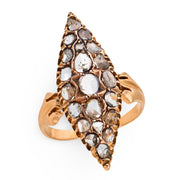 Georgian 18k Diamond Navette Ring