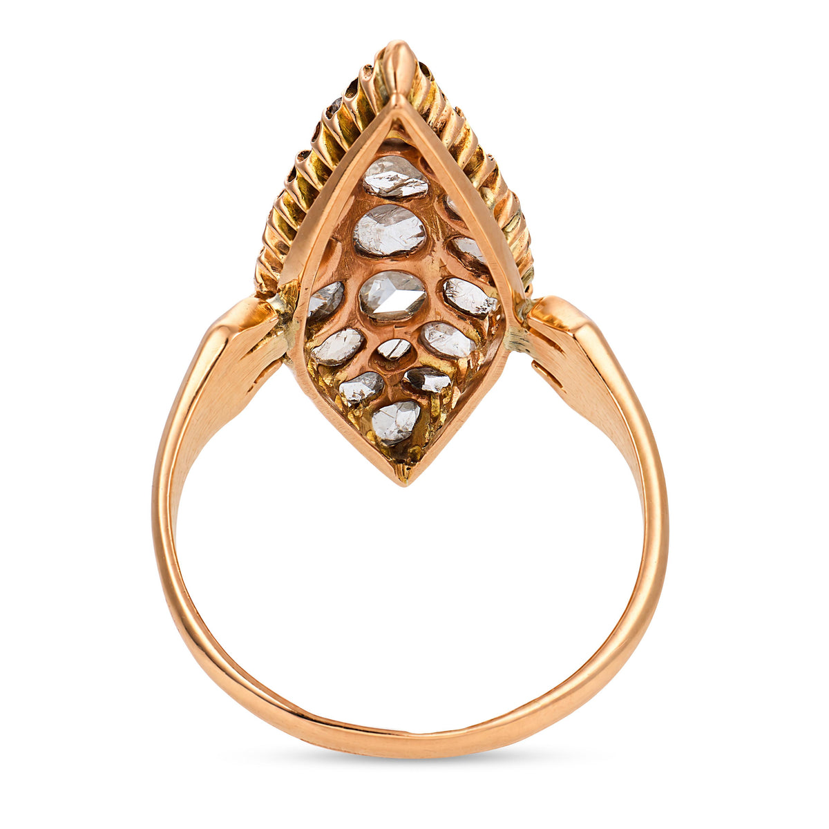 Georgian 18k Diamond Navette Ring