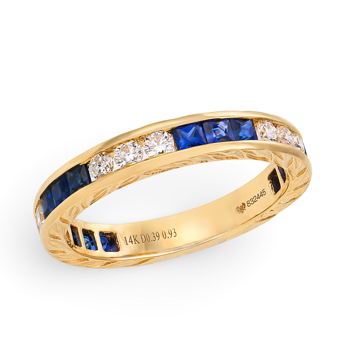Estate 14k Diamond & Sapphire Half Band