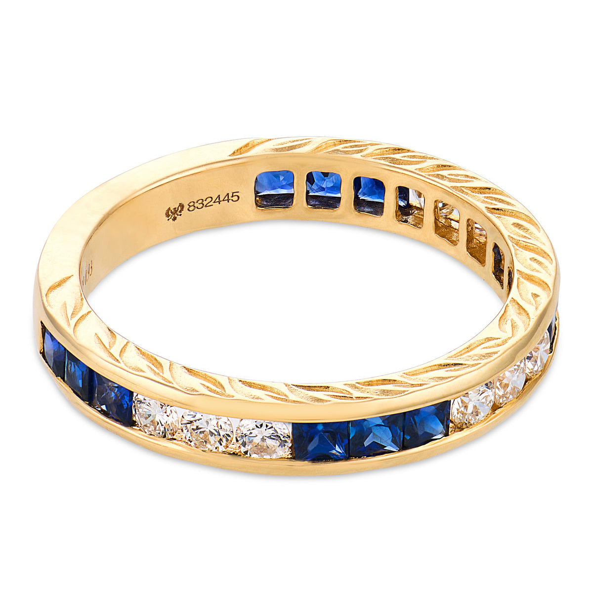 Estate 14k Diamond & Sapphire Half Band