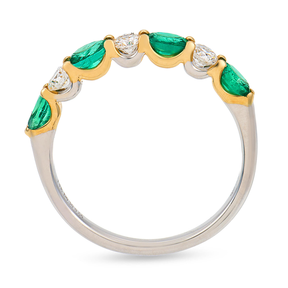 Estate 14k Emerald & Diamond Half Band
